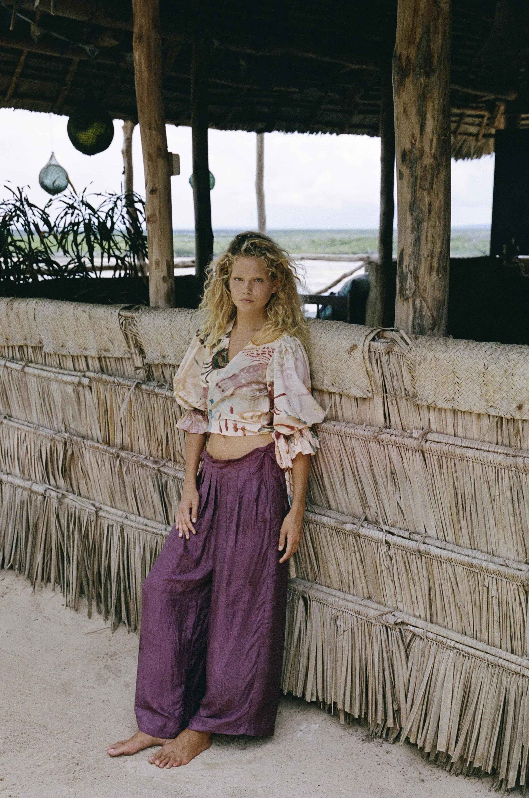 Bag pants - Aubergine silk
