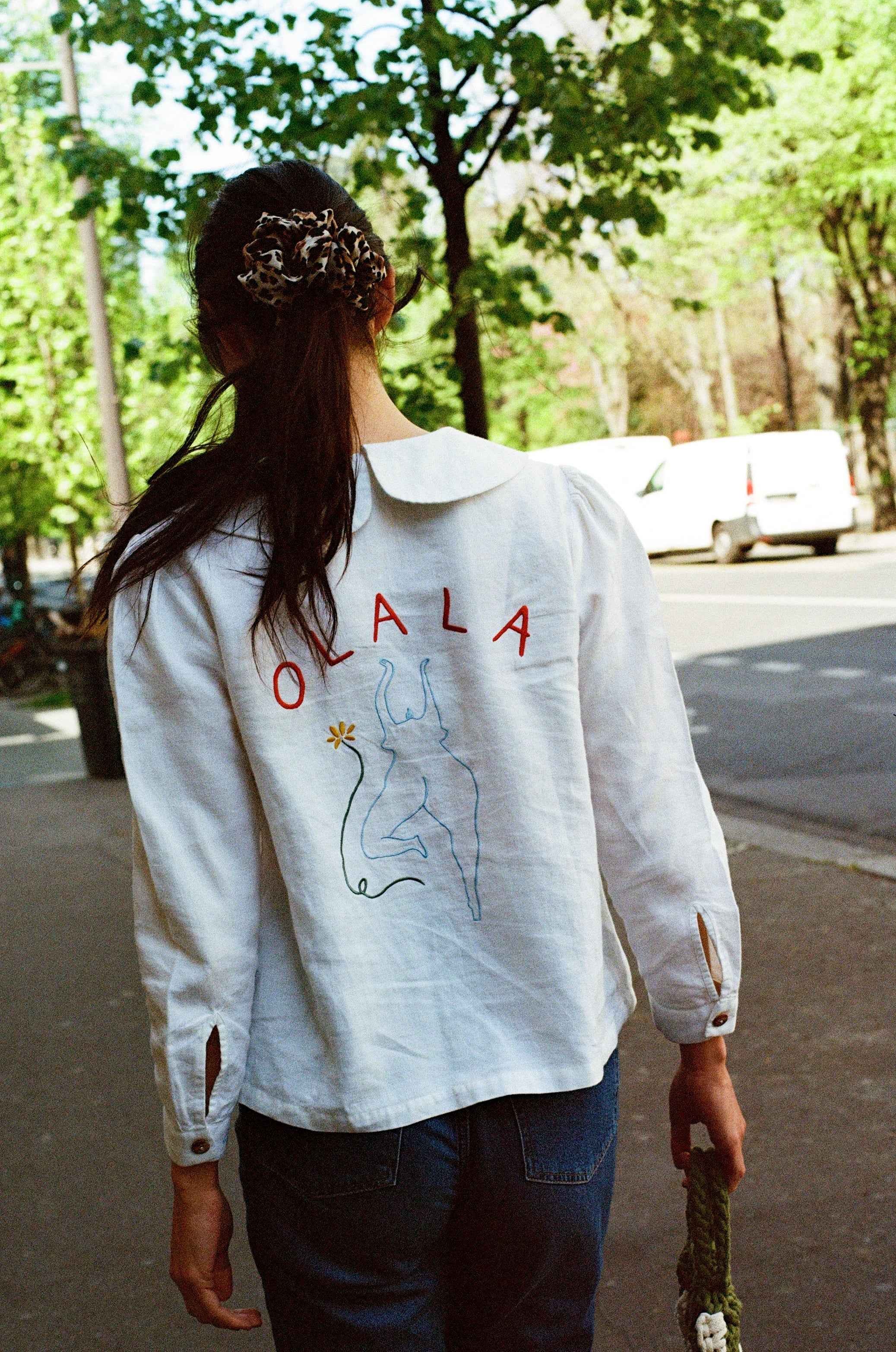 OLALA Embroidered Claudine Linen Blouse - White x Laetitia Rouget - Delivery from June 2026