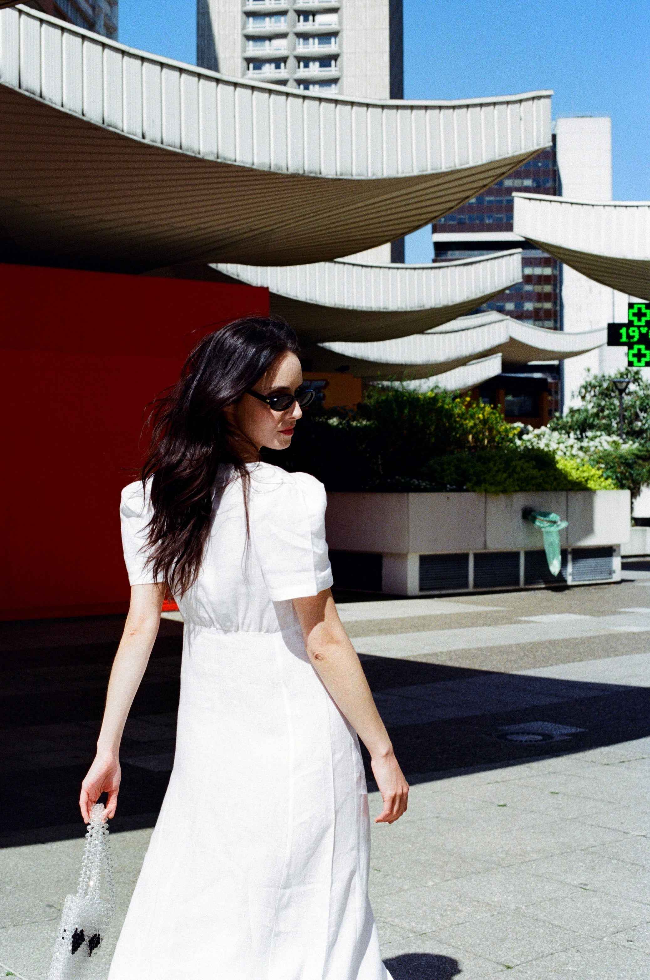 Daisy Linen Dress - White