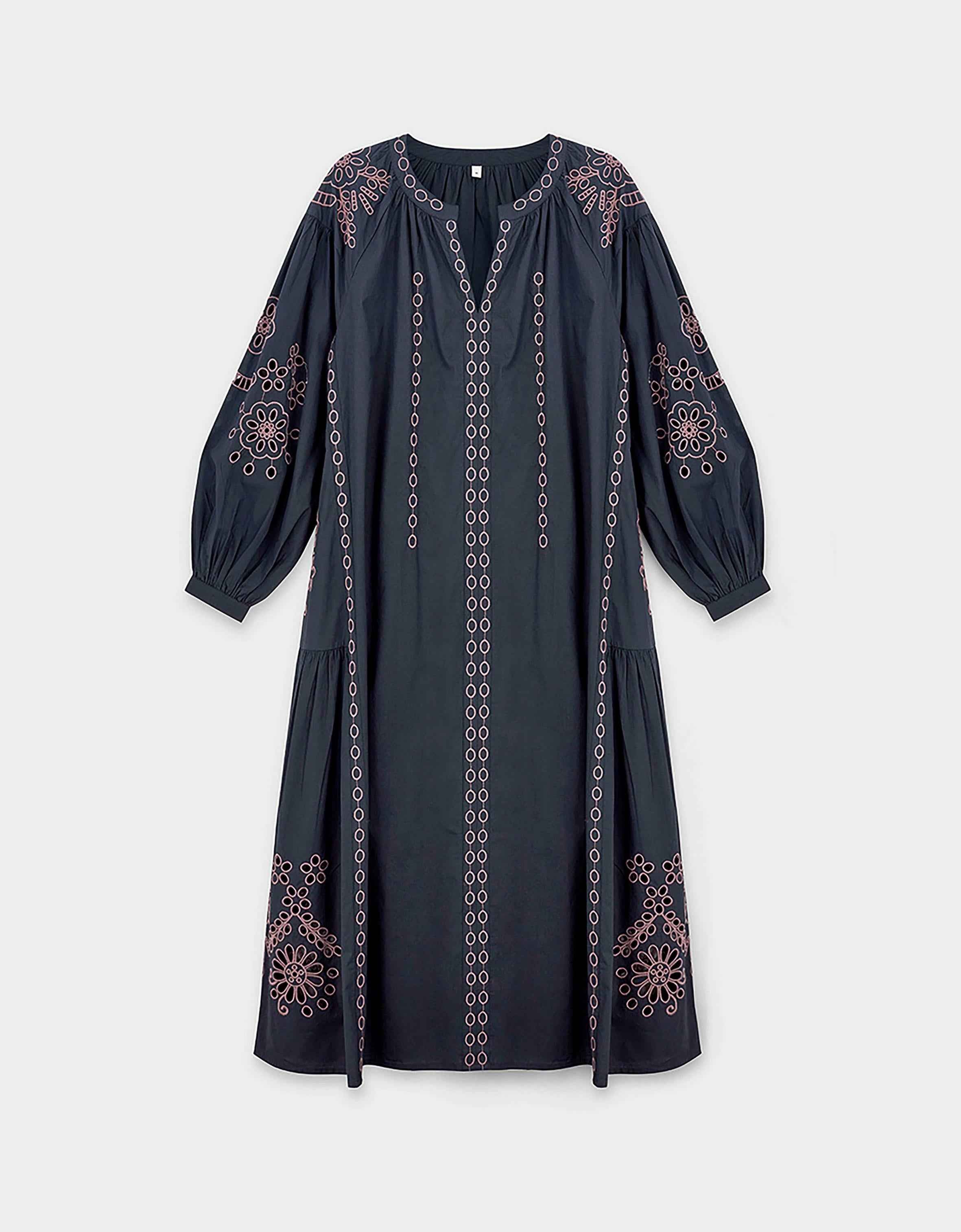 East Reni Broderie Dress Blue