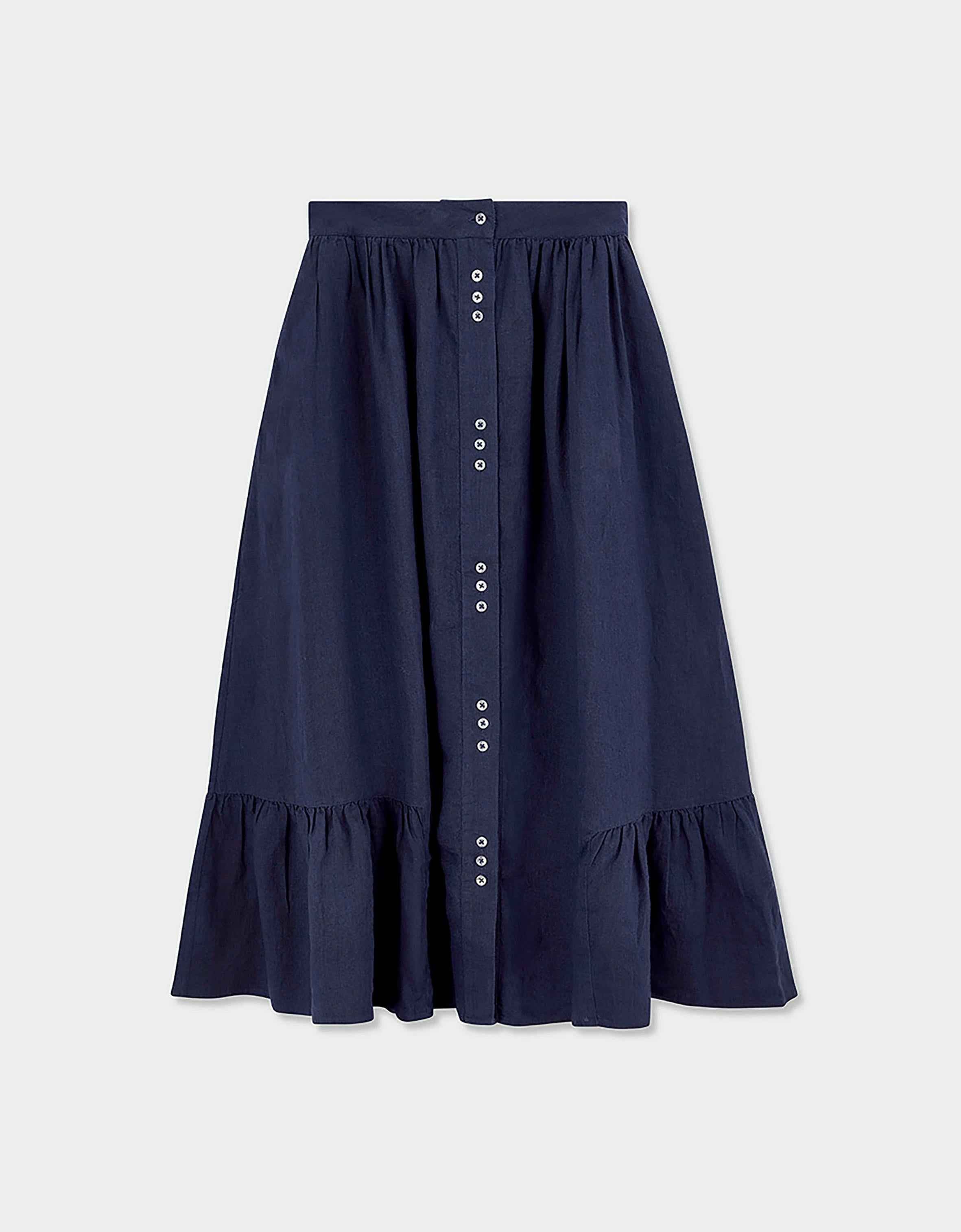 Liza Midi Linen Skirt Blue