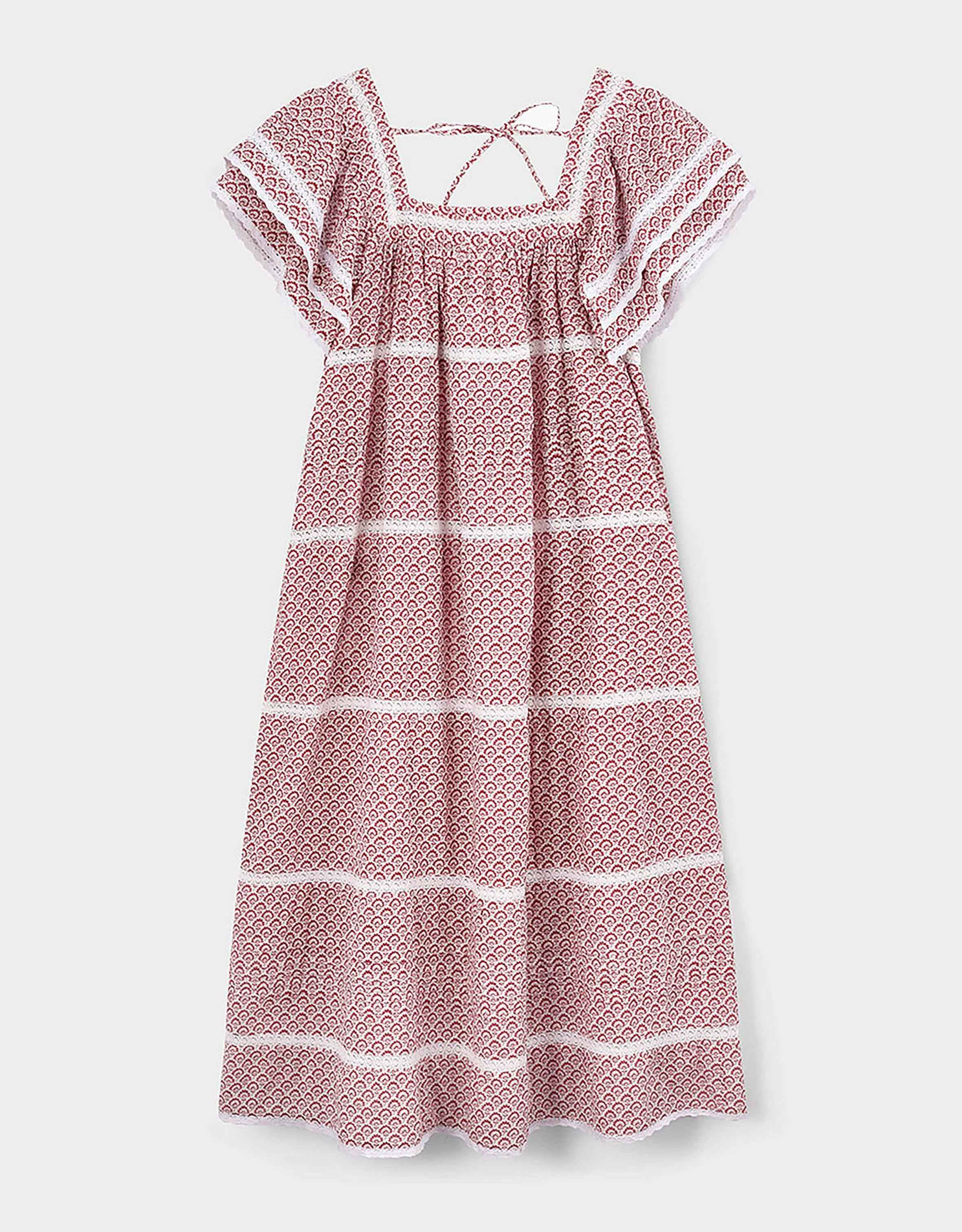 East Alina Printed Floral Lace Insert Dress Pink