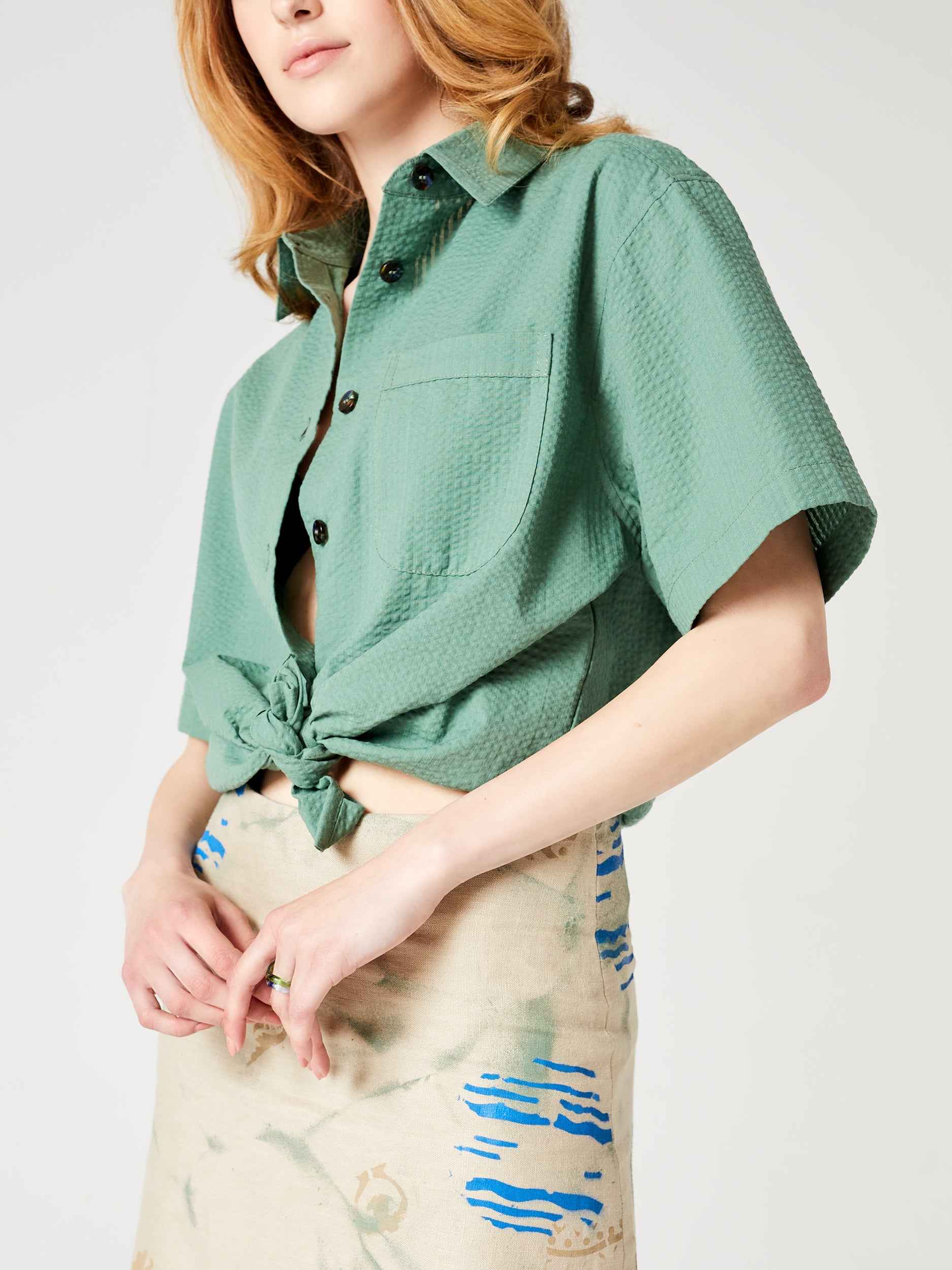 Plage Button-Up Shirt - Oyat Green