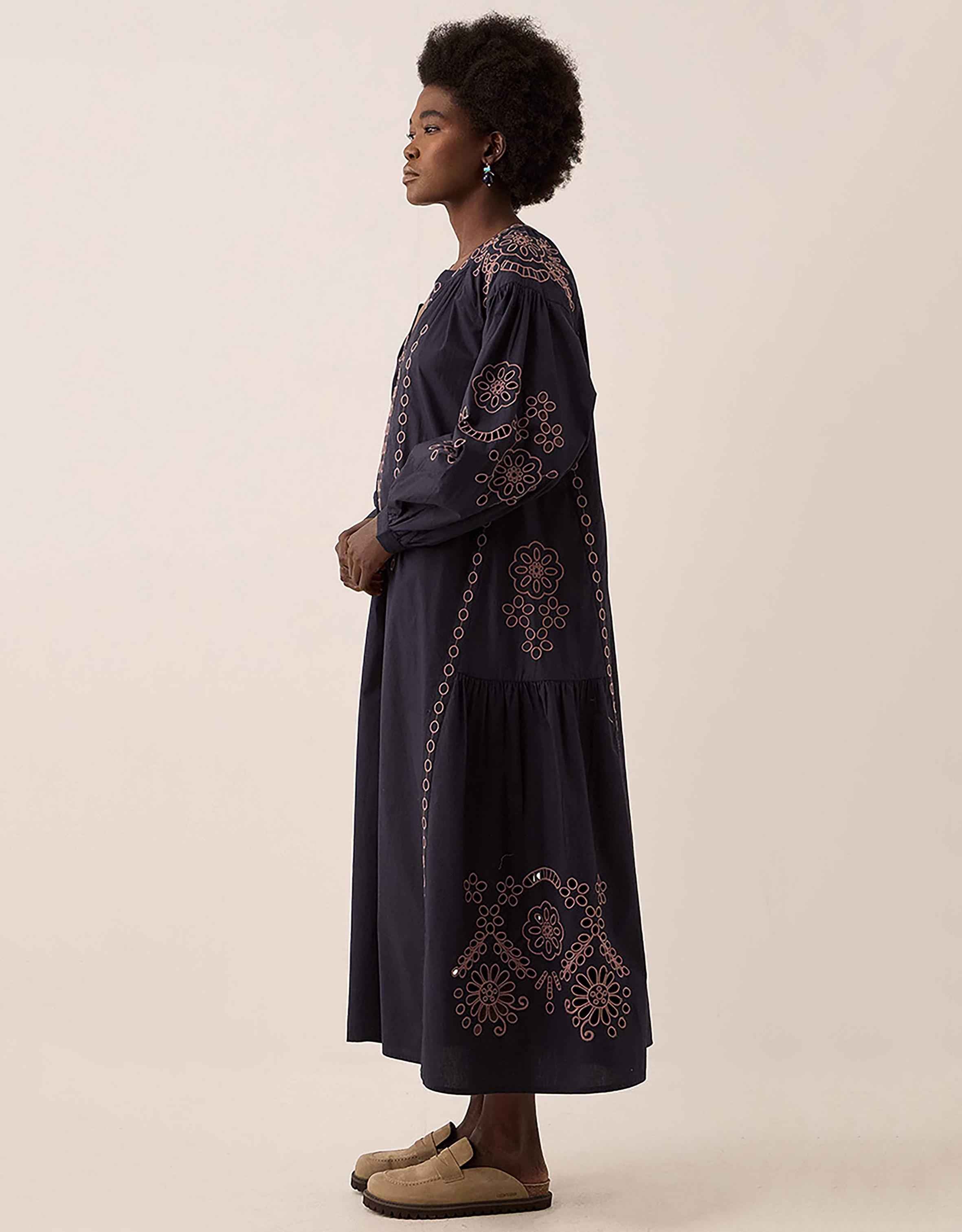 East Reni Broderie Dress Blue