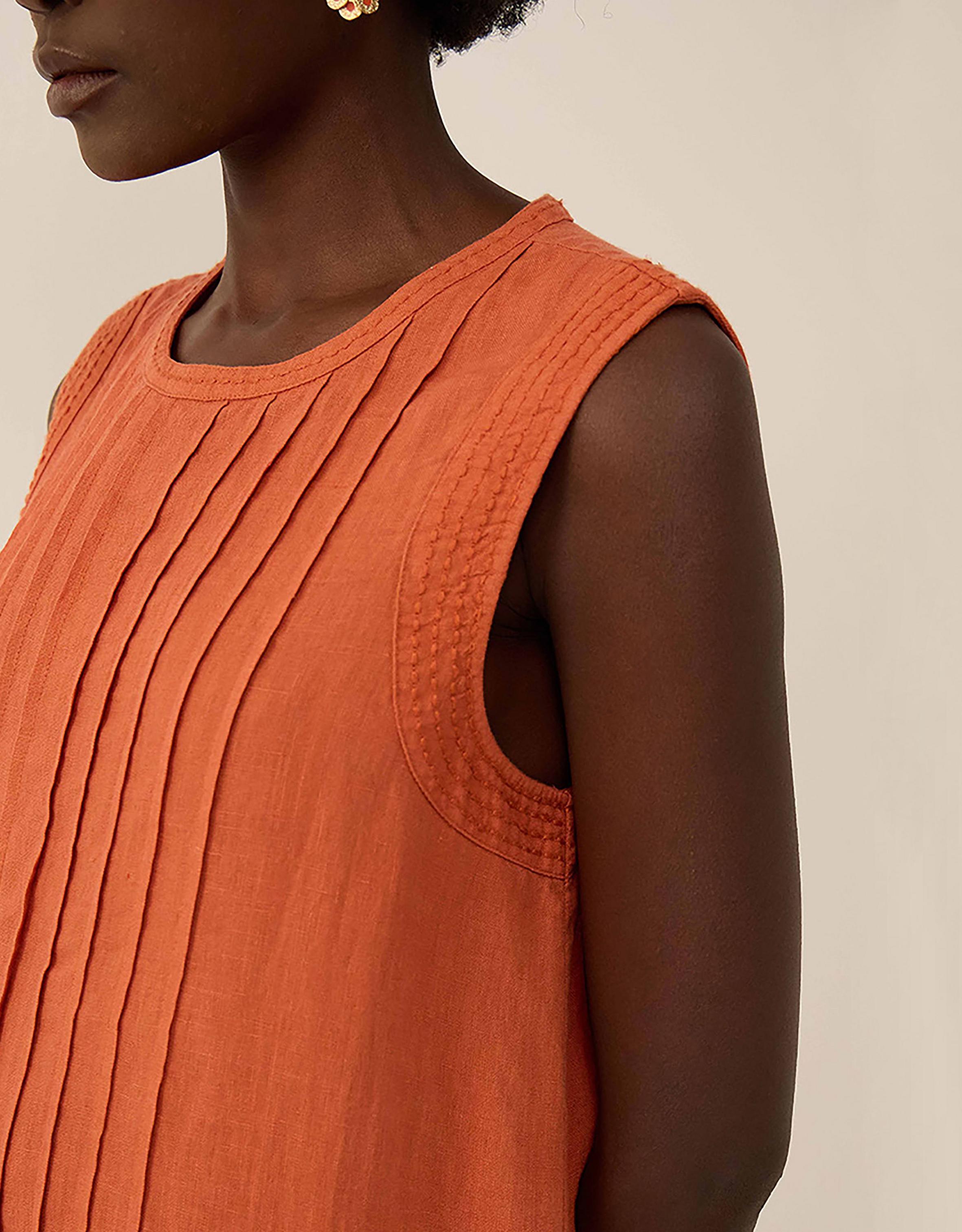 East Liza Sleeveless Linen Dress Orange