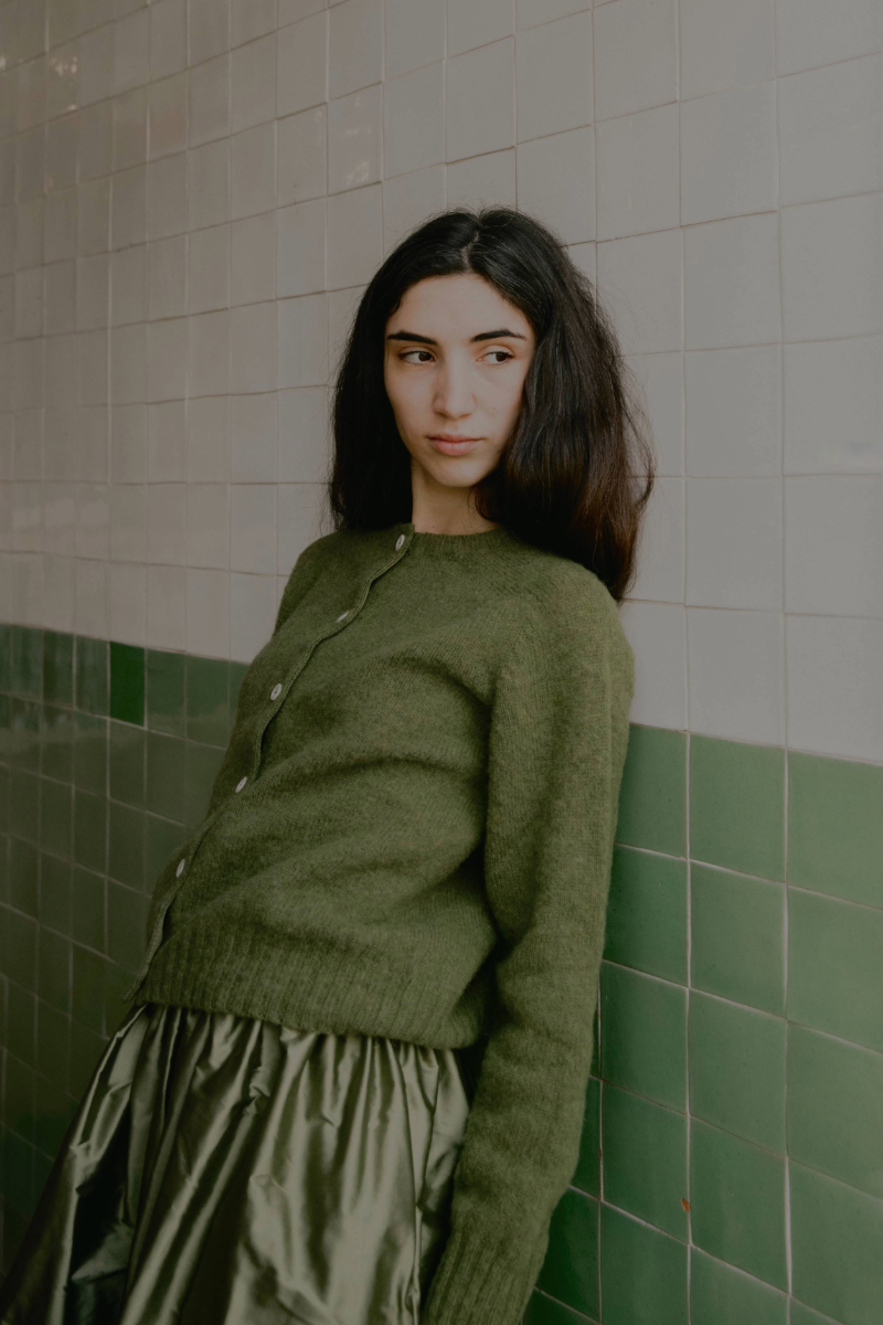 Ada Lambswool Cardigan Moss Green