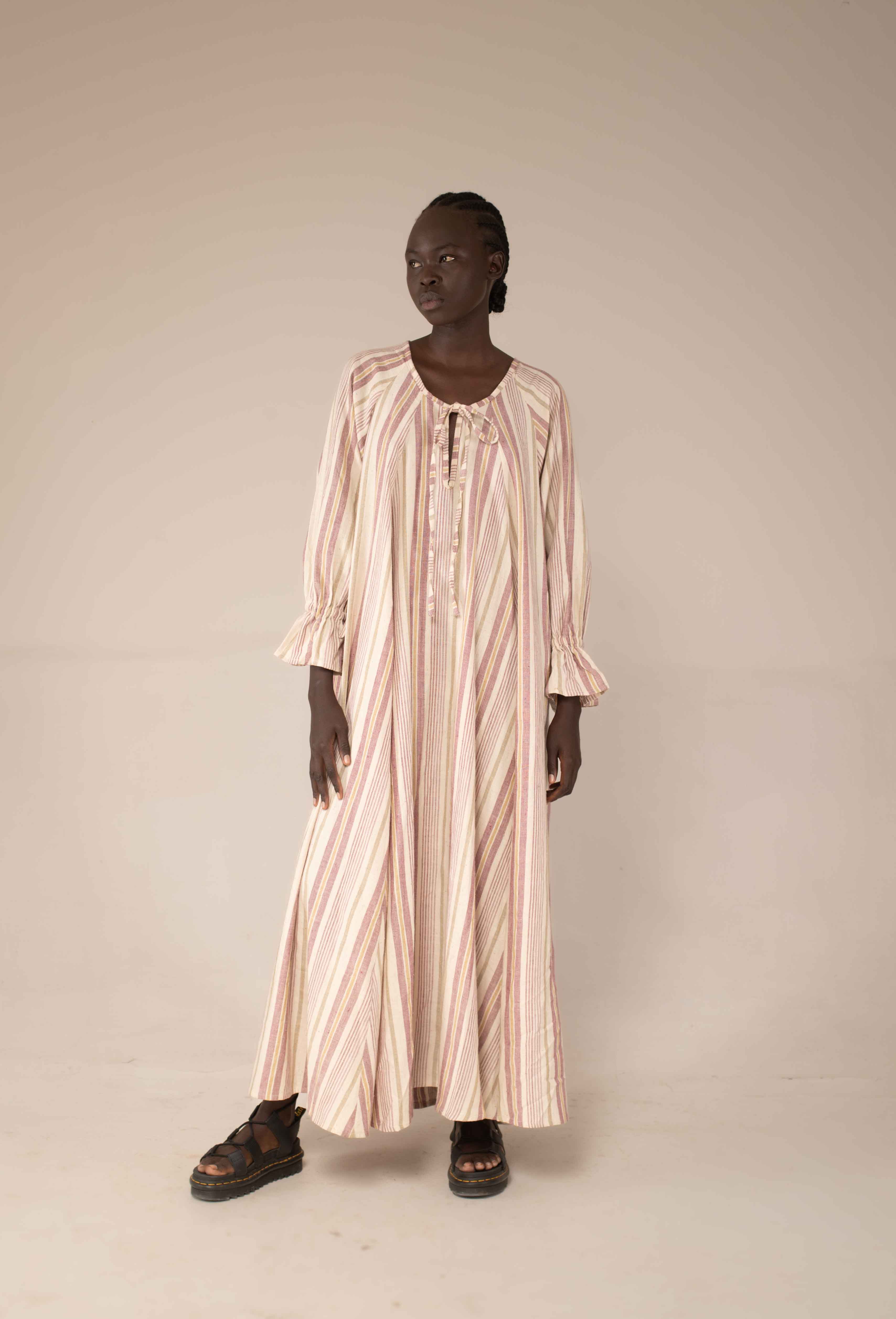 Sarabi Maxi Dress — voluminous drape and movement, organic khadi cotton