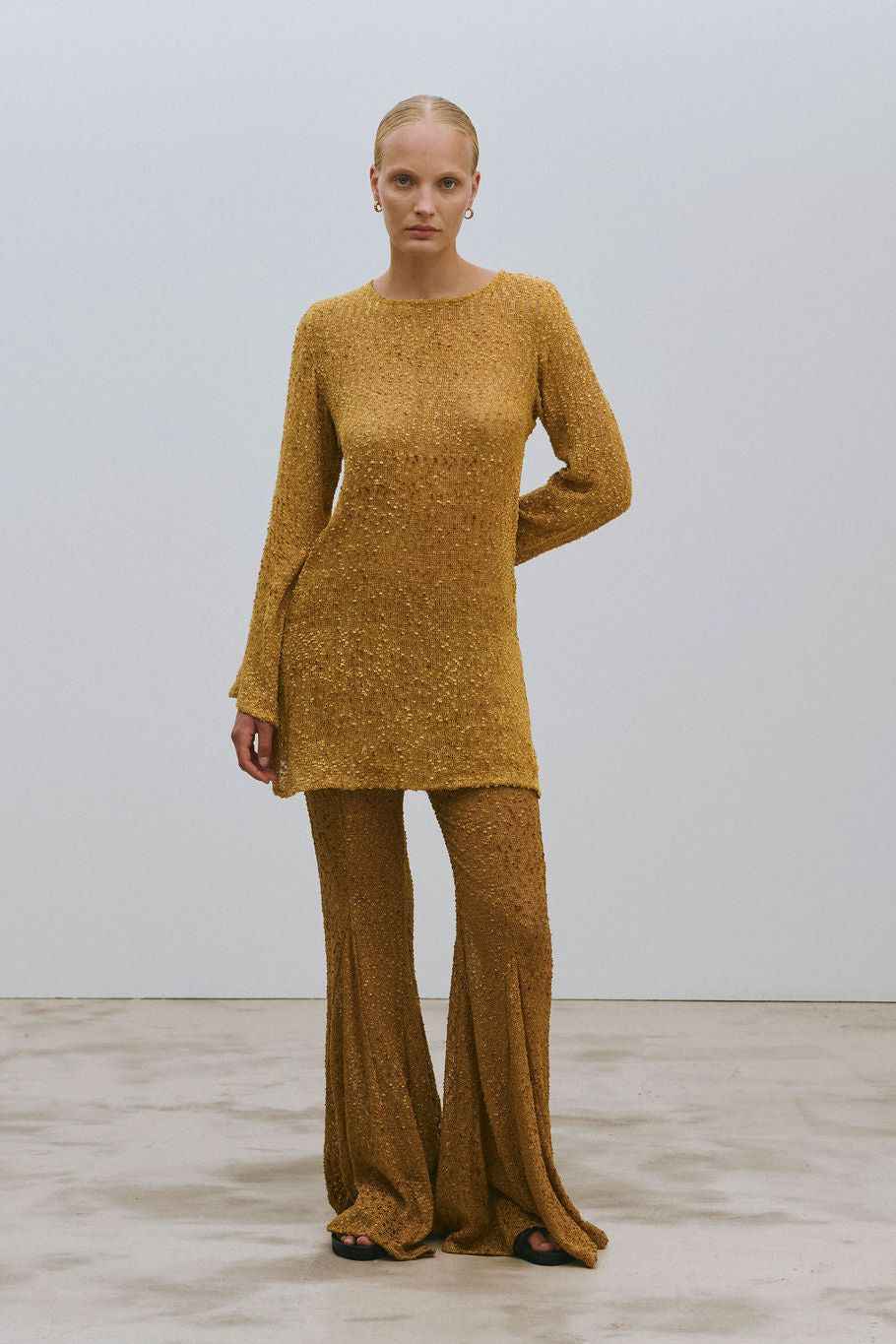 THE JAGGER FLARED TROUSERS - GOLD