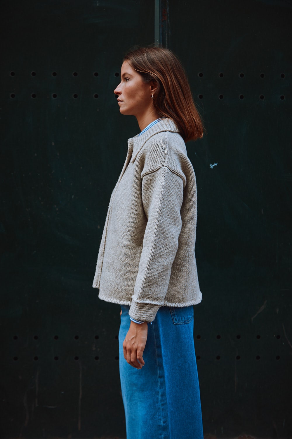 CALAMITY Knit Jacket in Merino Wool - Beige - 100% cruelty-free sustainable knitwear - L'envers