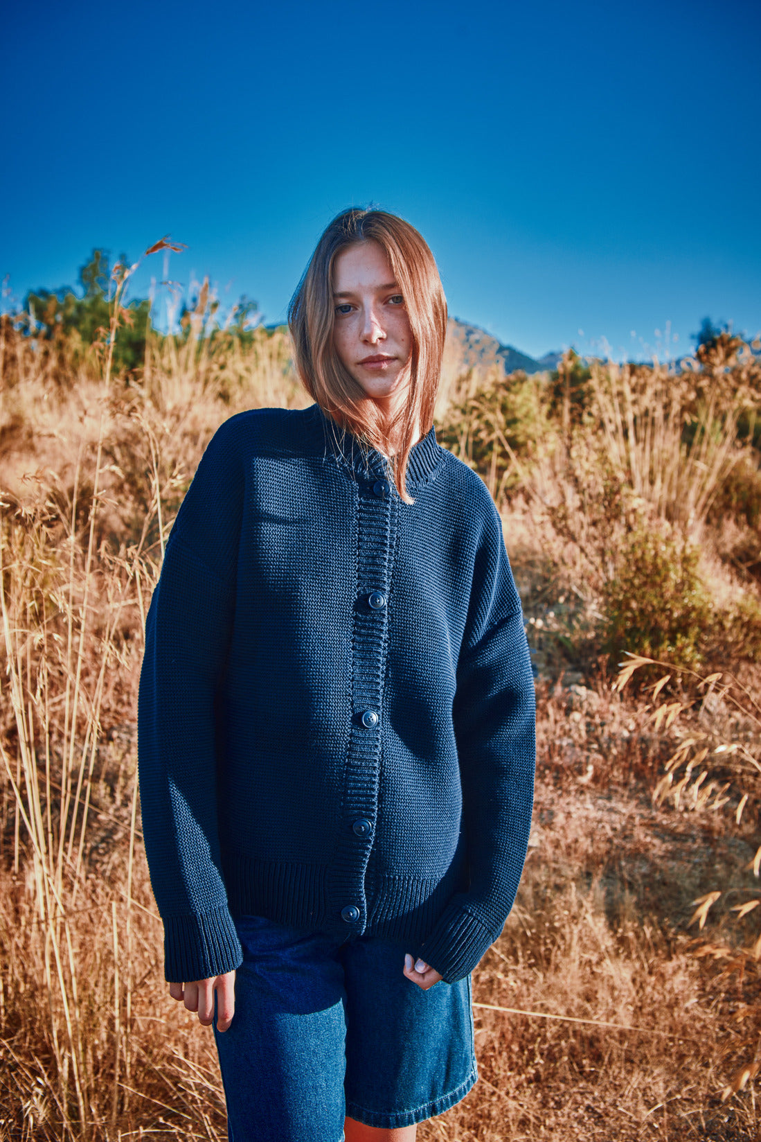 ESTELLE Teddy Jacket in Organic Cotton - Navy