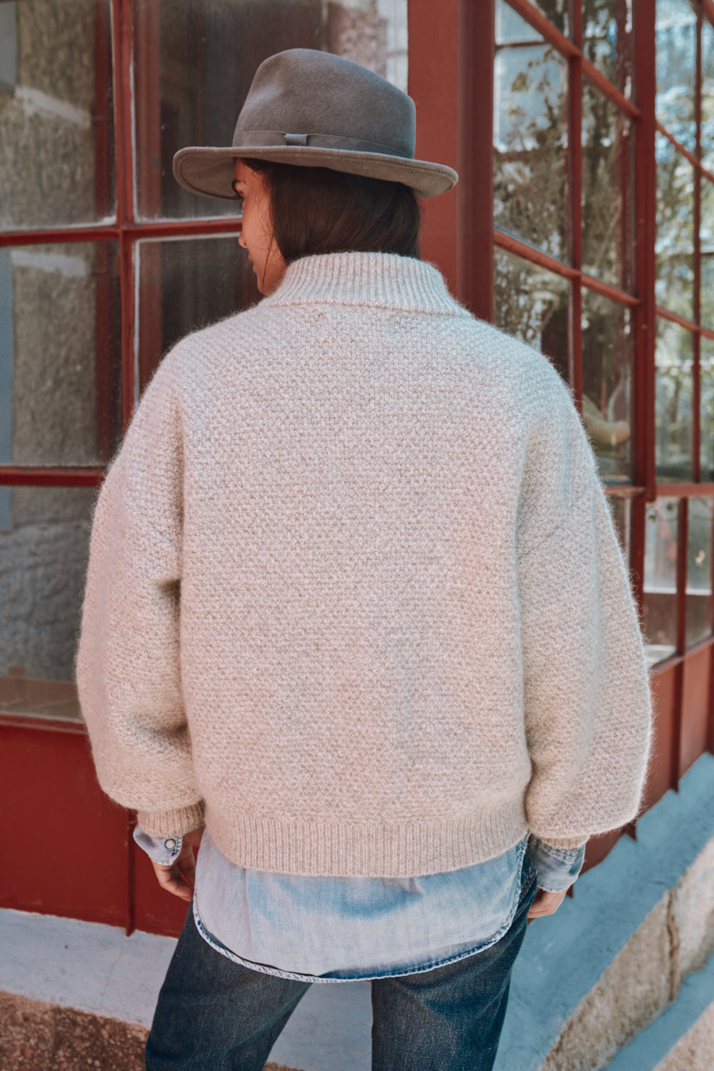 GEORGE High-Neck Jacket in Merino-Mohair Wool - Beige