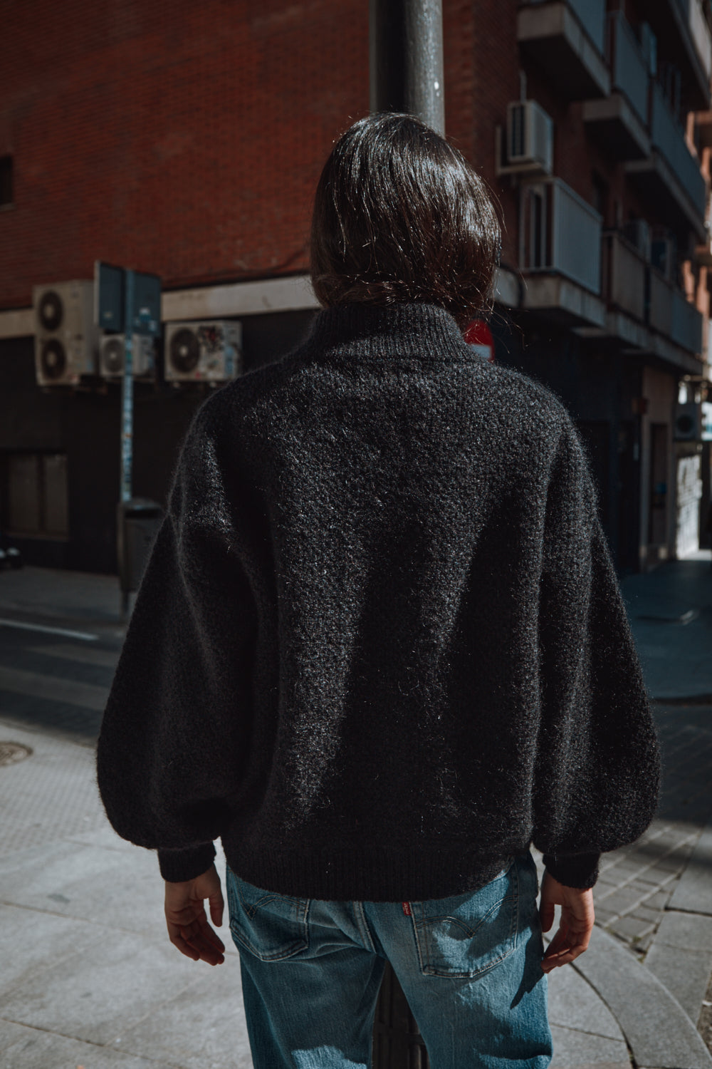 GEORGE High-Neck Jacket in Merino-Mohair Wool - Black