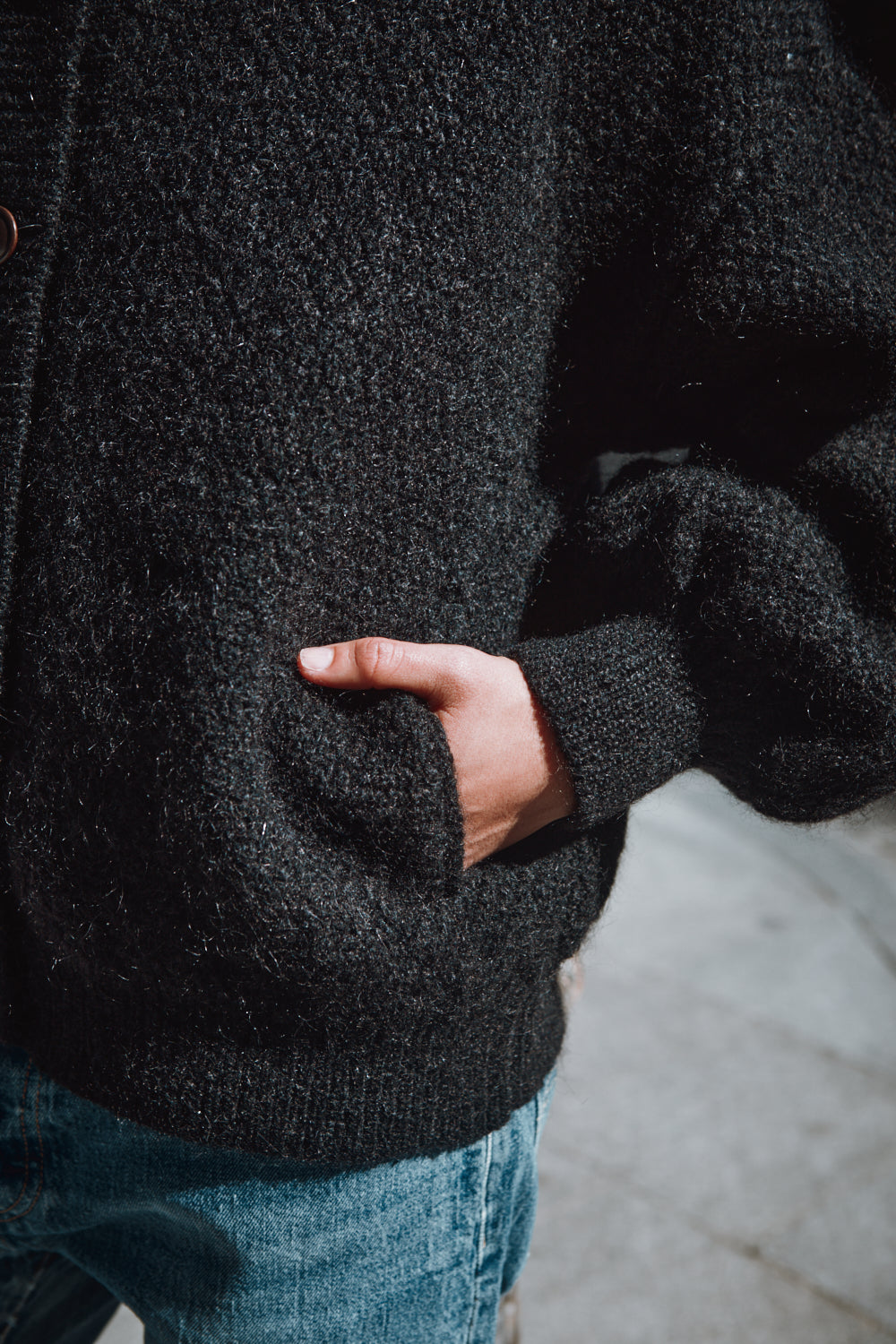 GEORGE High-Neck Jacket in Merino-Mohair Wool - Black