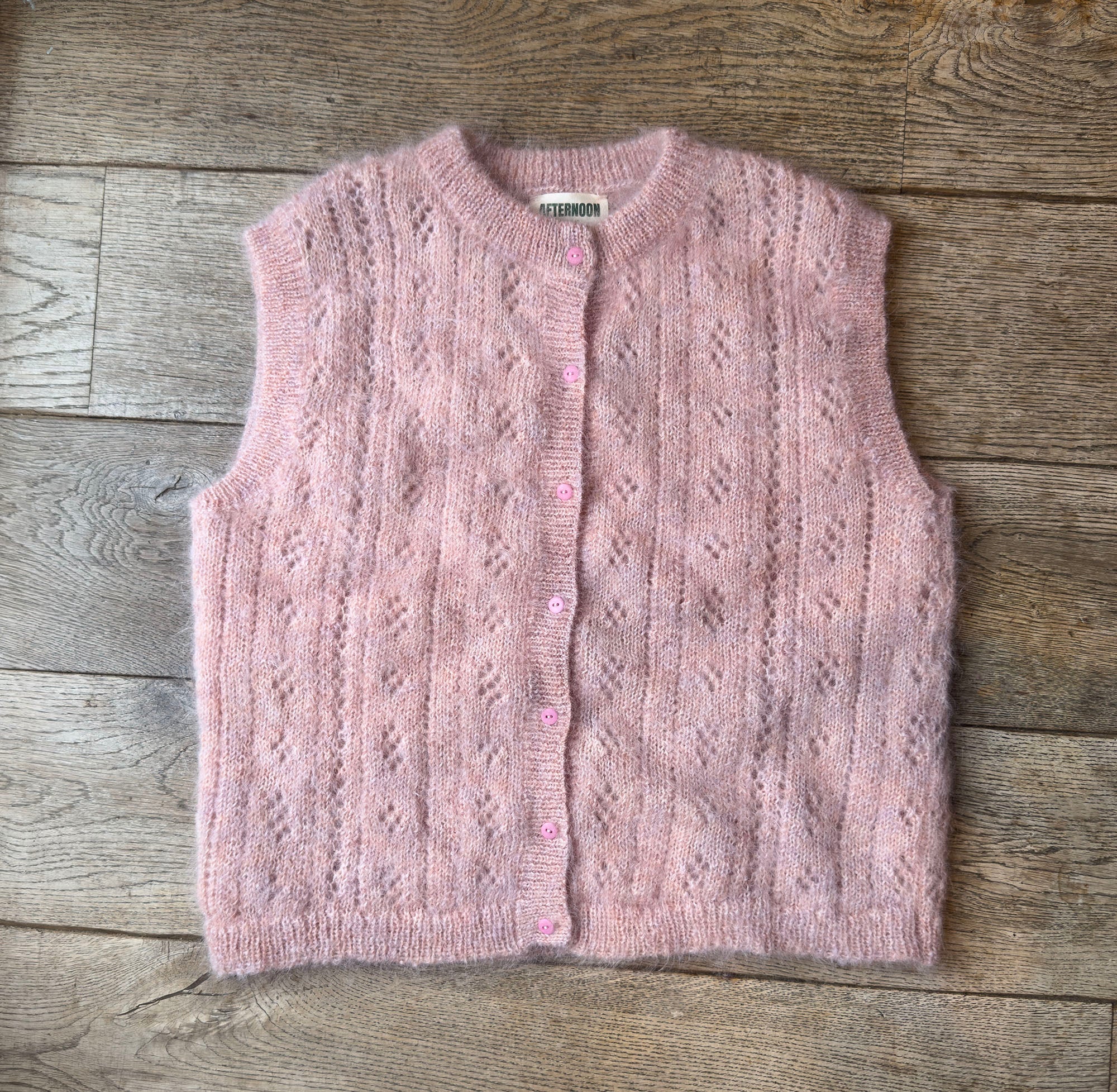 Pointelle Knit Vest - Peony Pink