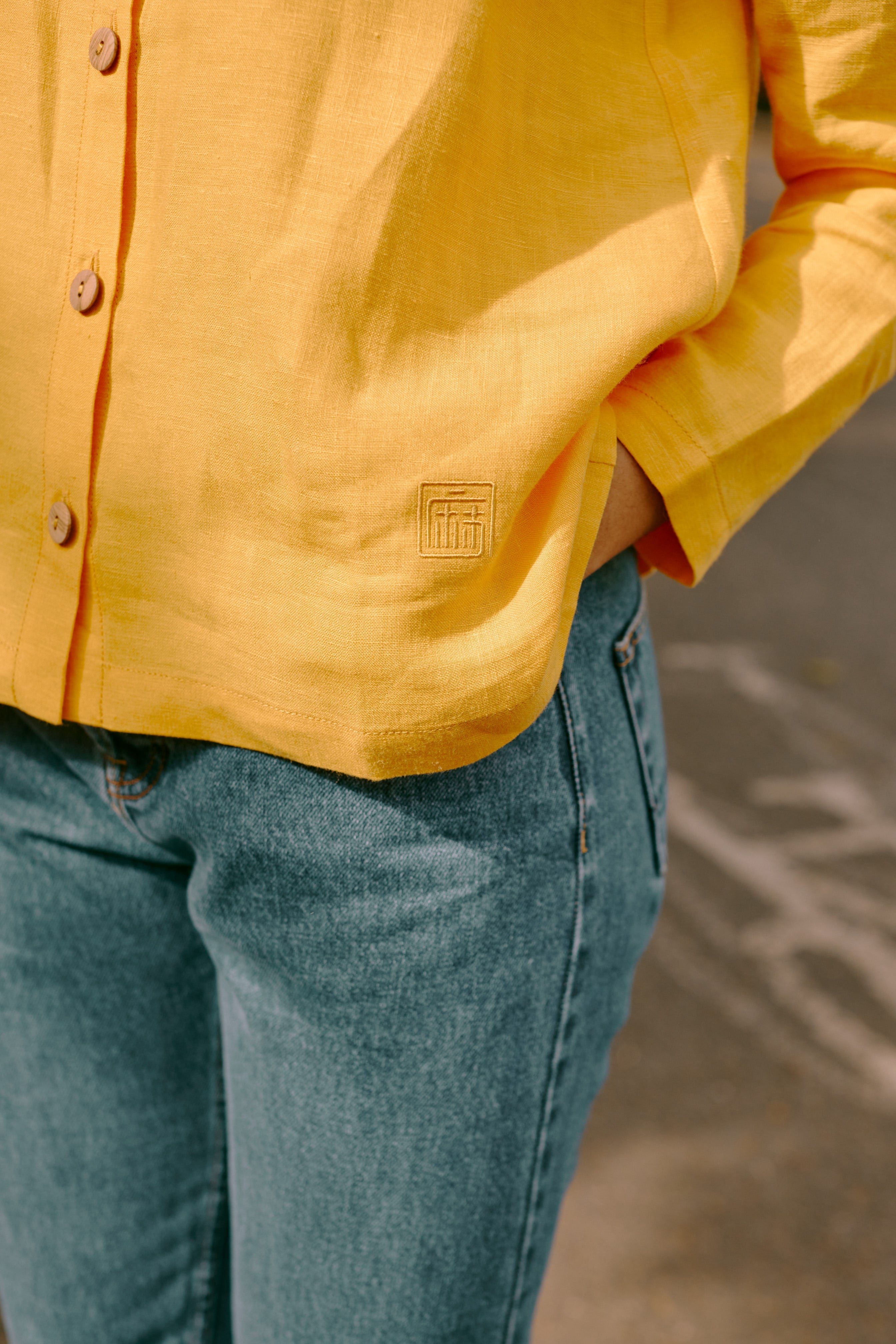 Claudine Linen Blouse - Marigold