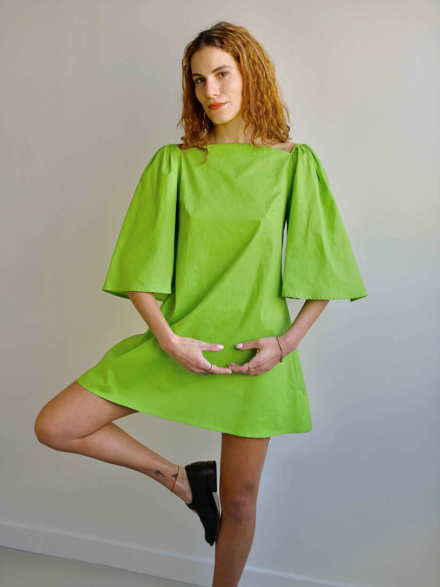 Delphine Mini Dress in Lime