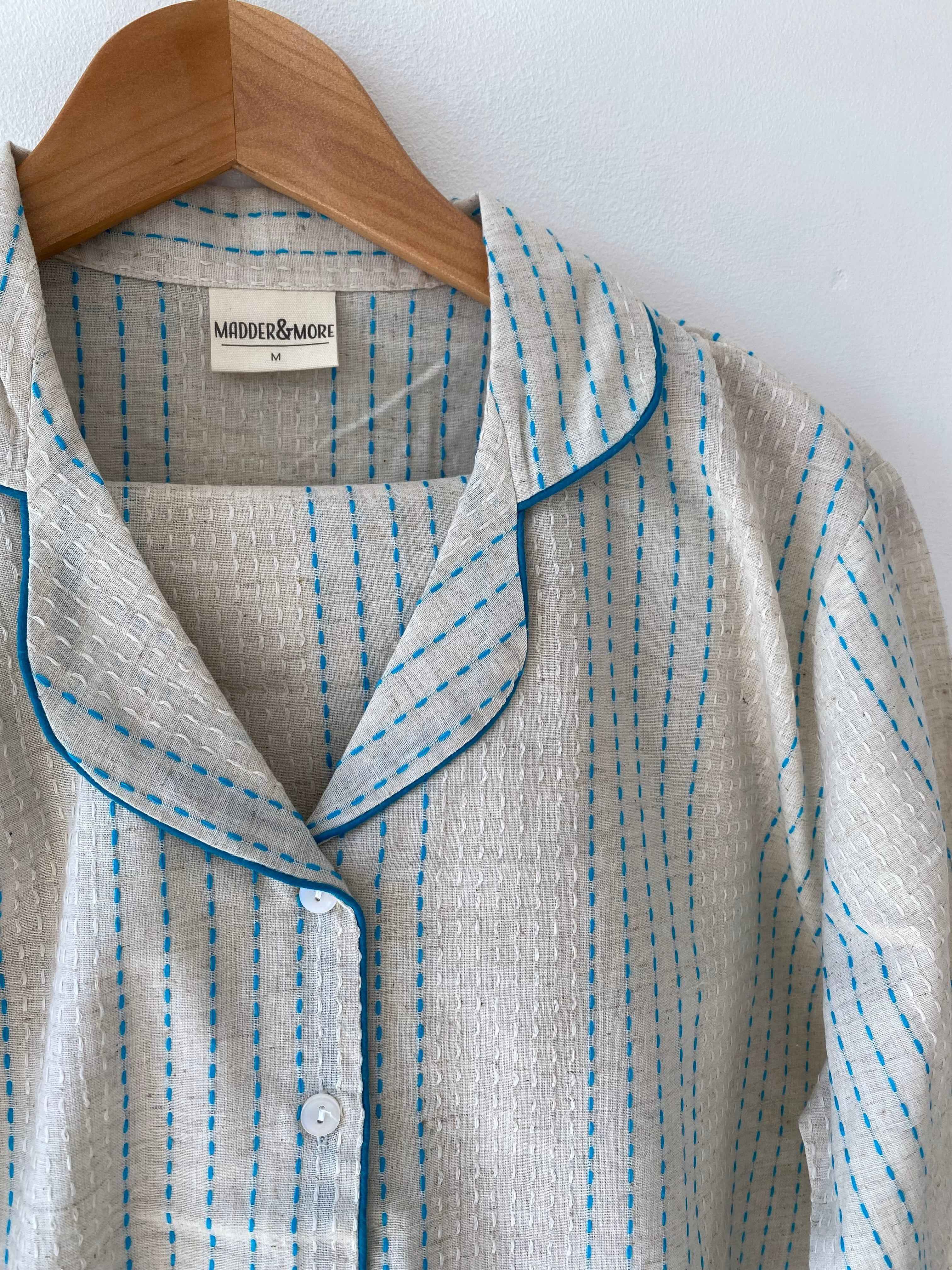 Handwoven Cotton Pyjamas - Blue Stitch