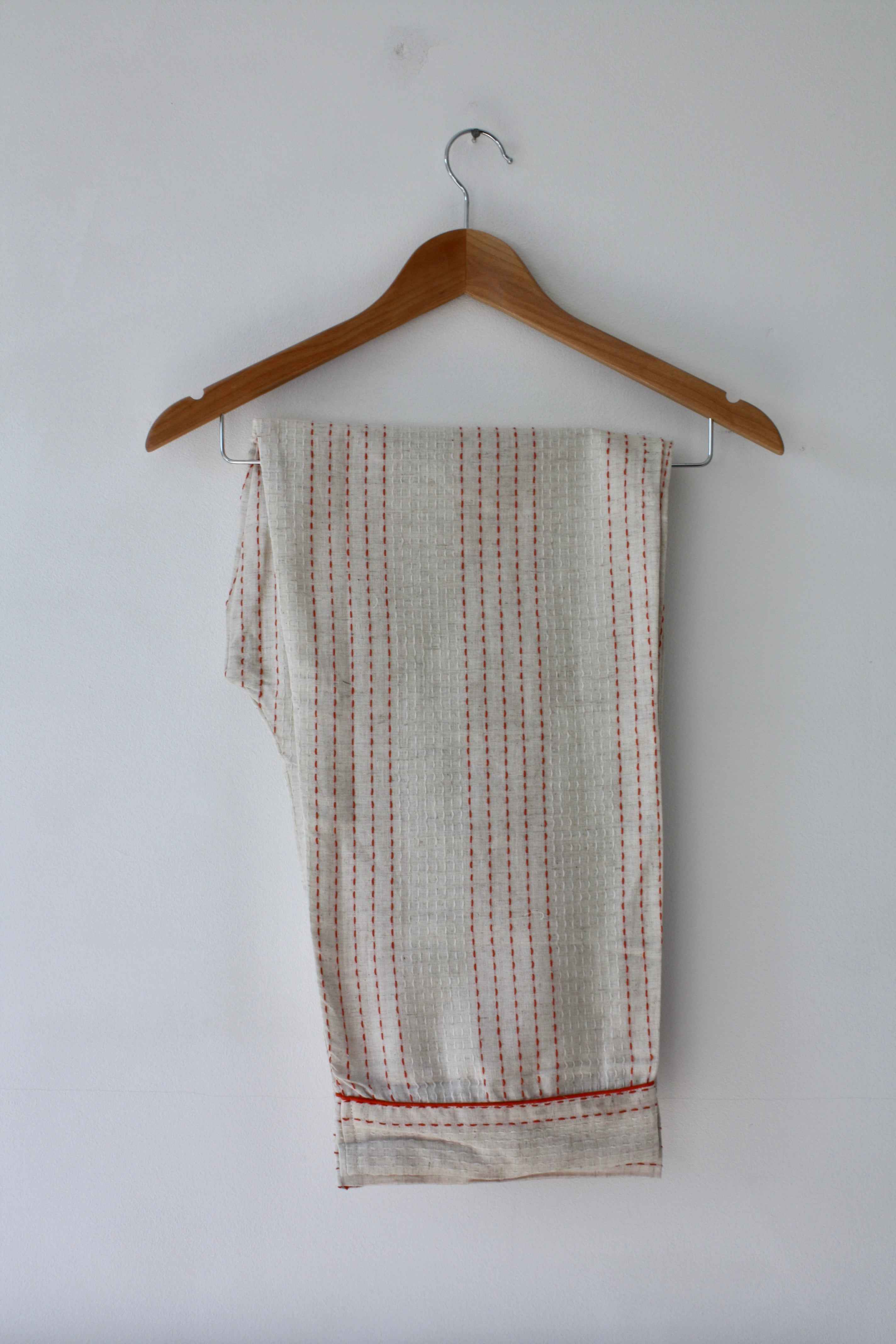 Handwoven Cotton Pyjamas - Orange Stitch