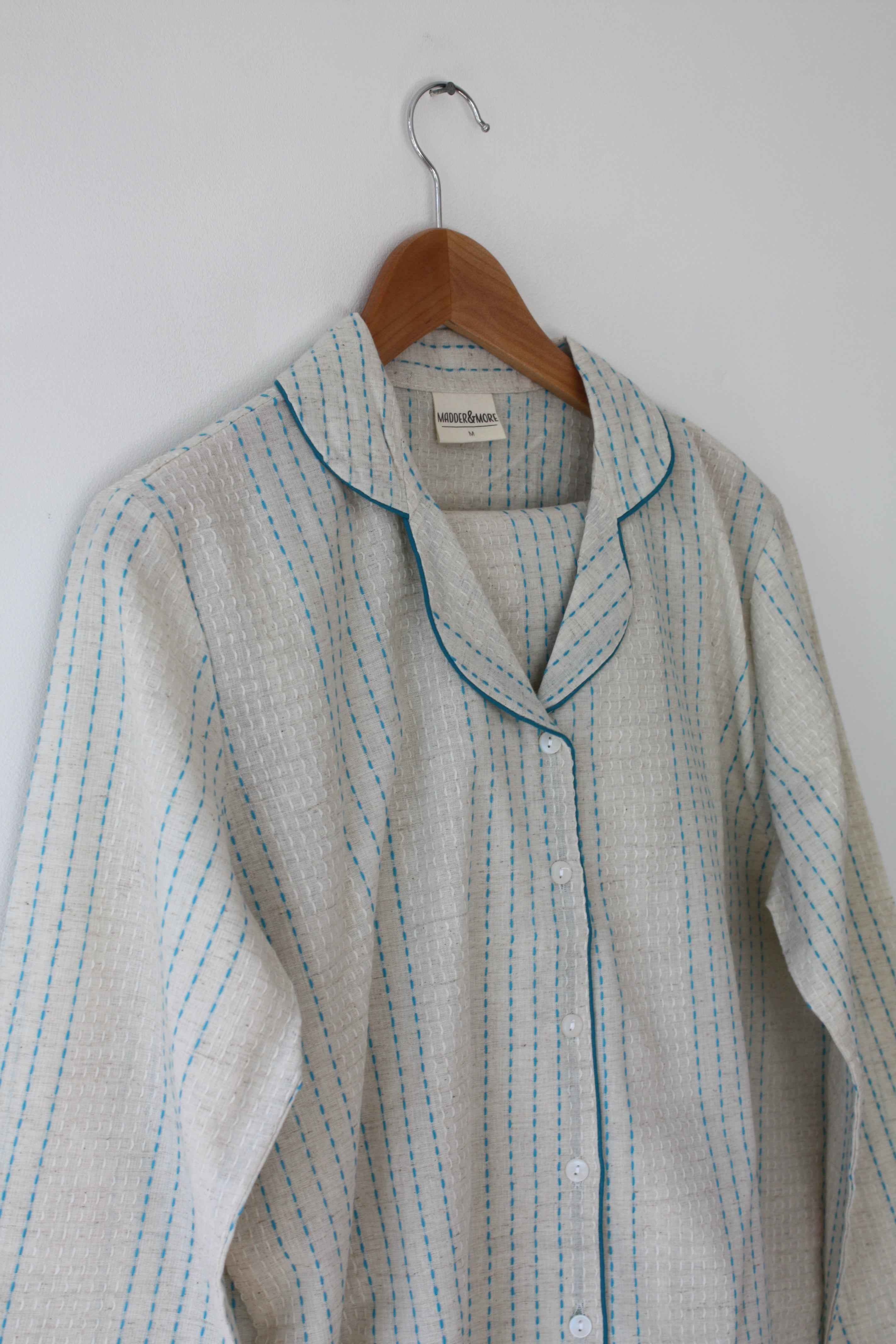 Handwoven Cotton Pyjamas - Blue Stitch