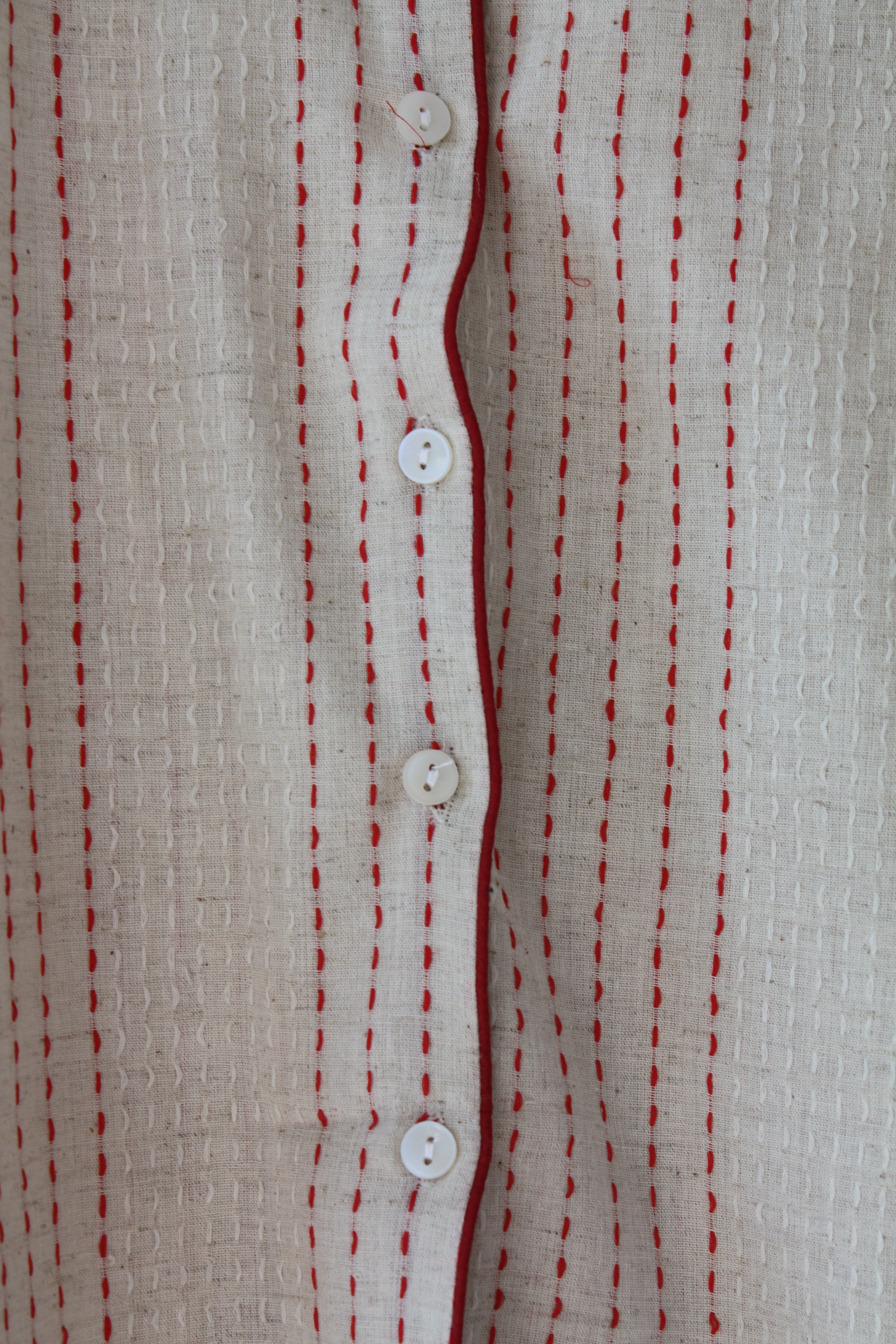 Handwoven Cotton Pyjamas - Red Stitch