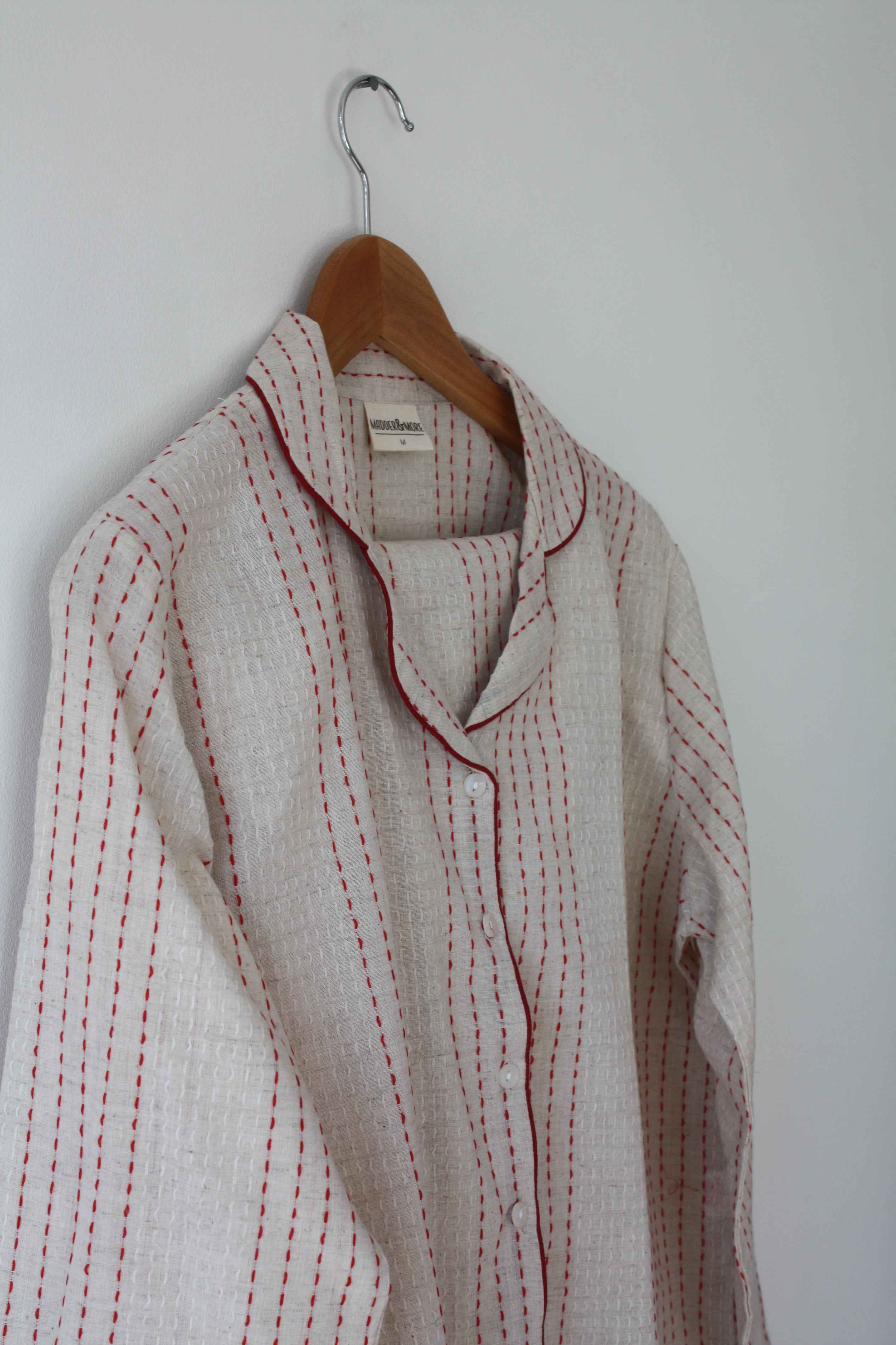 Handwoven Cotton Pyjamas - Red Stitch