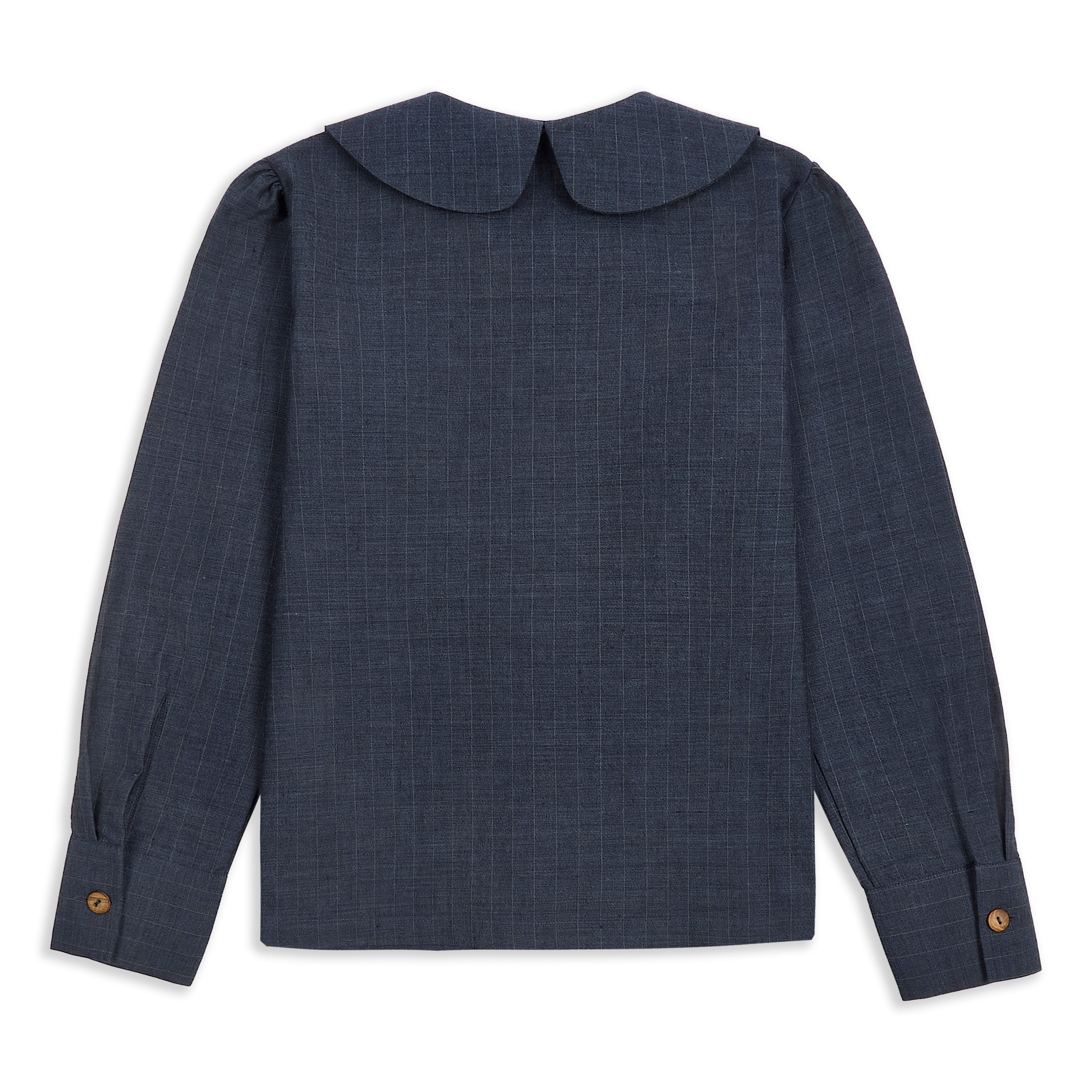 Claudine Wool Linen Overshirt - Navy Pinstripe