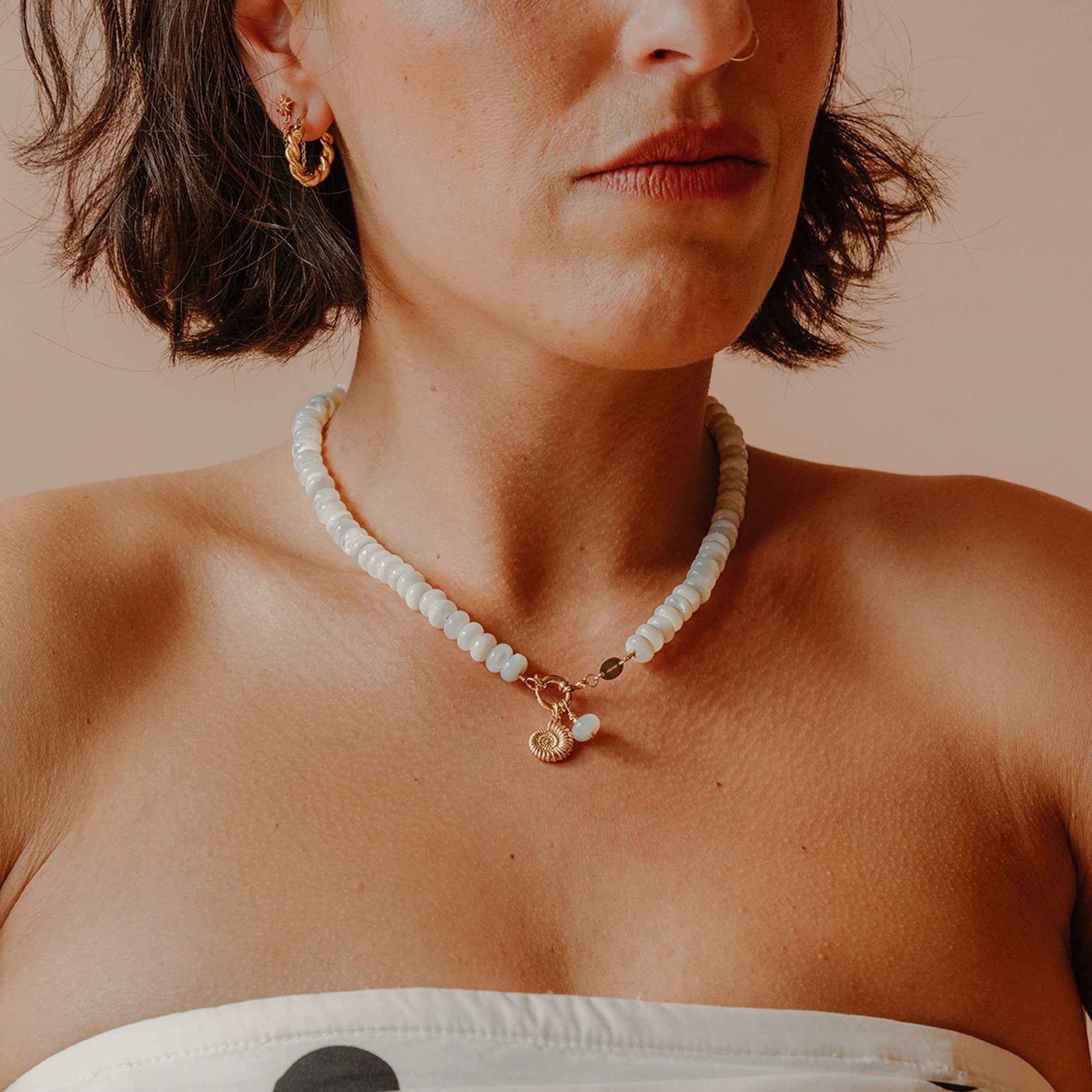 Mother of Pearl Statement Beaded Necklace