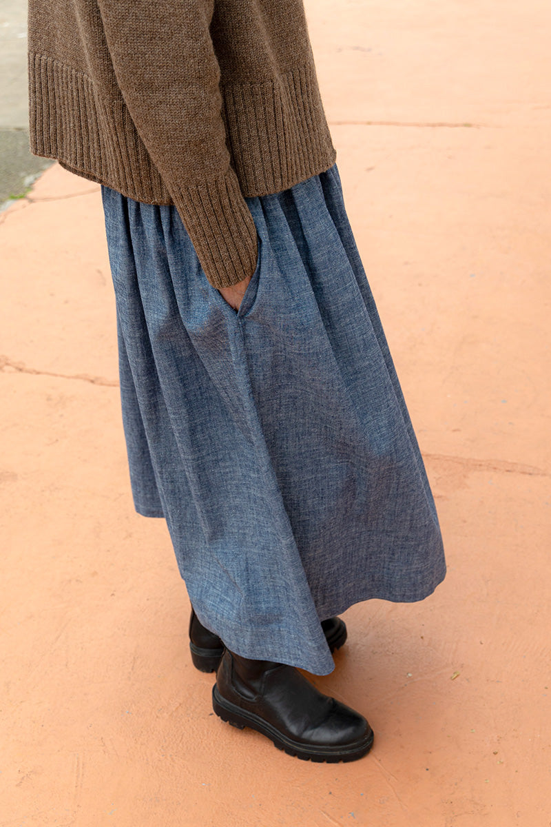 Tina Midi Skirt Organic Indigo Denim