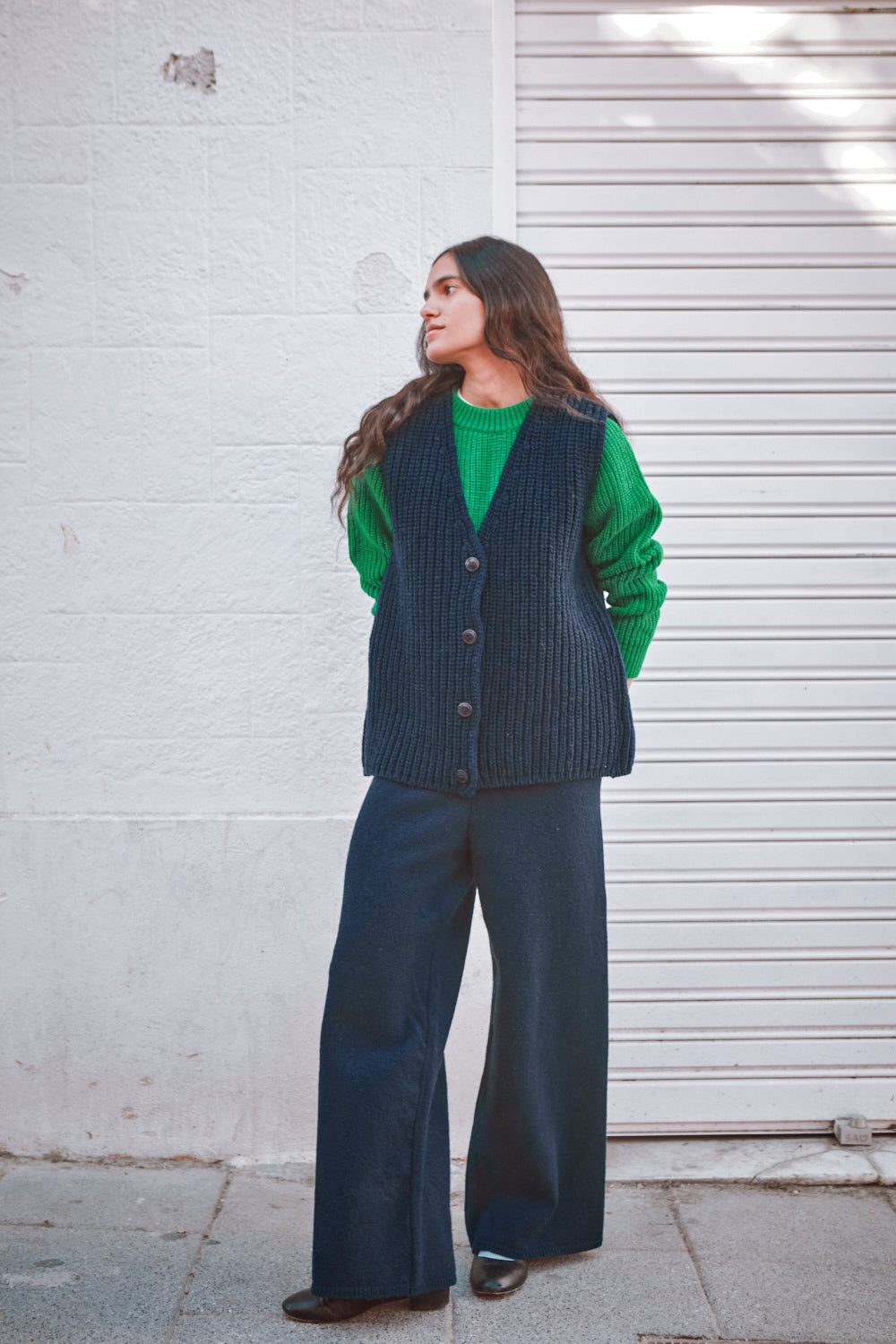 VERA Sleeveless Vest in Merino Wool - Navy