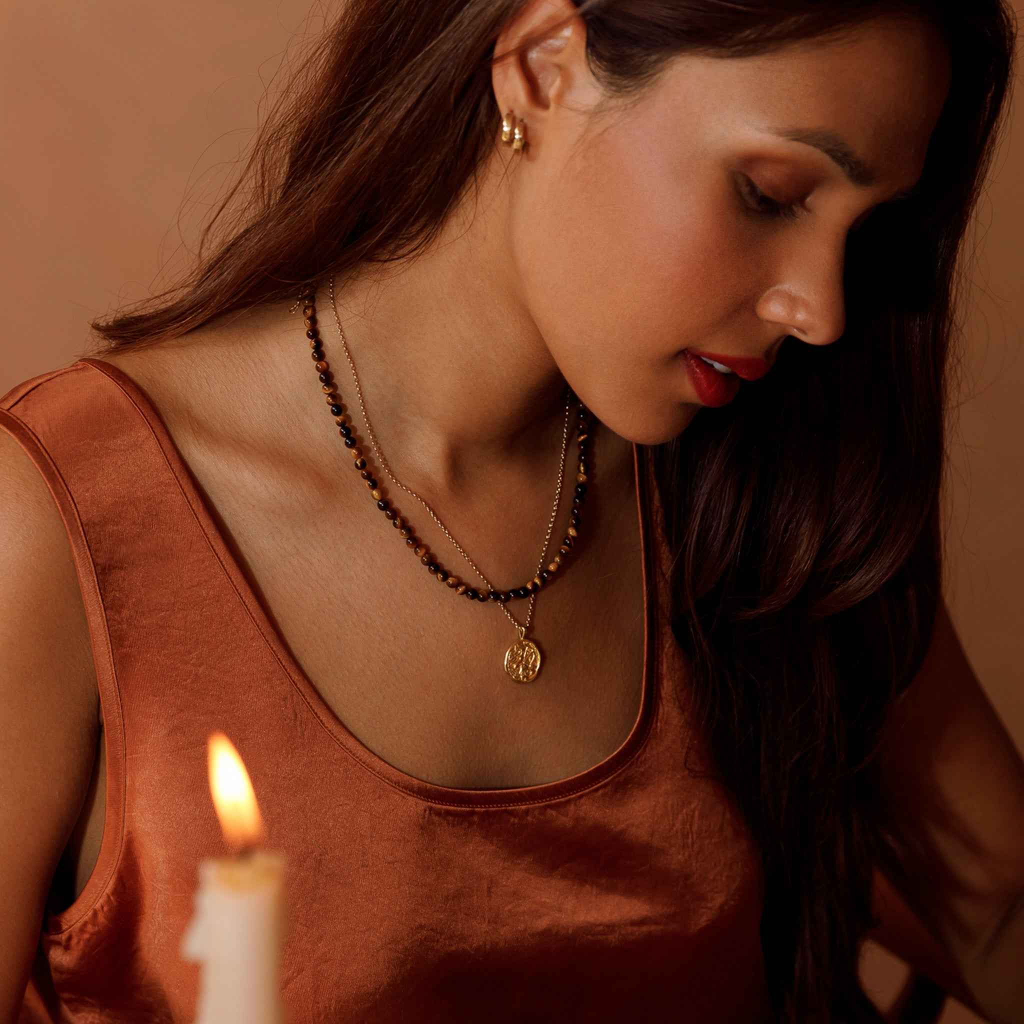 Tiger’s Eye Āina Beaded Necklace