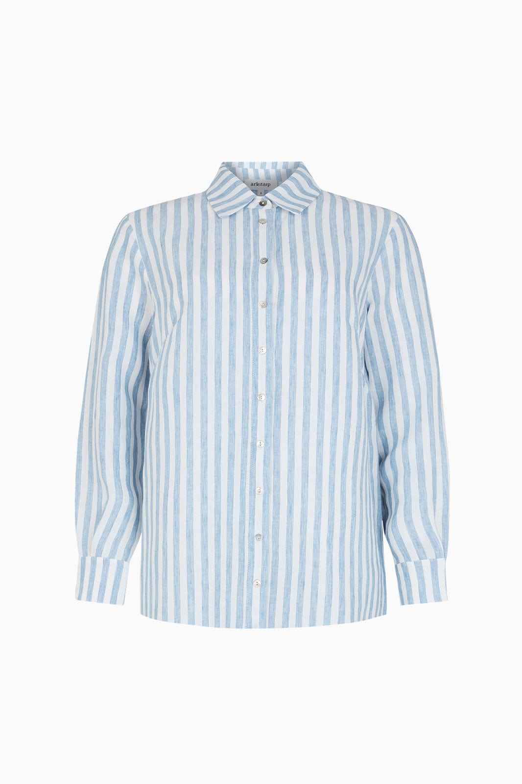 The Gina Oversized Shirt in striped blue