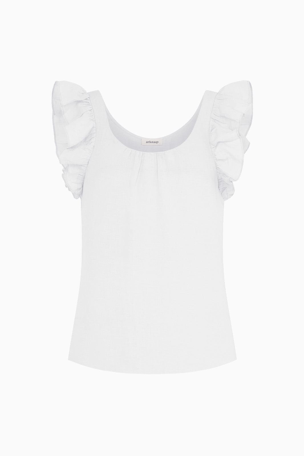 The Jeanne Ruffled Top in white