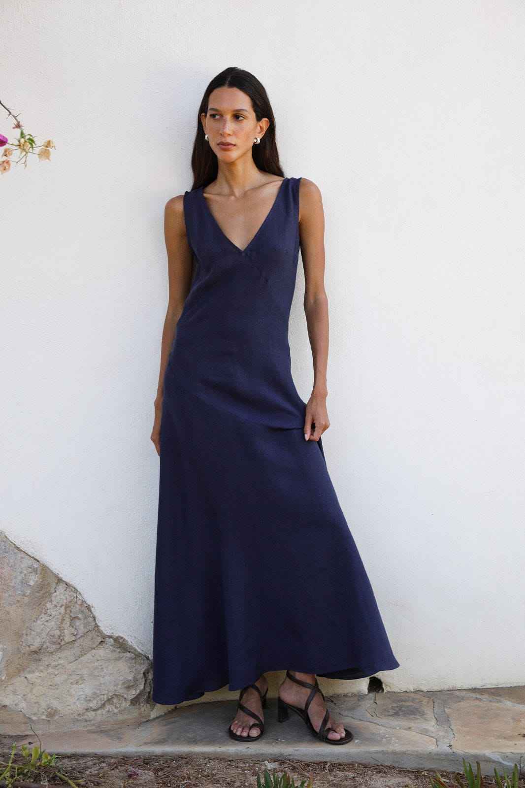 The Athena Maxi Dress in navy blue