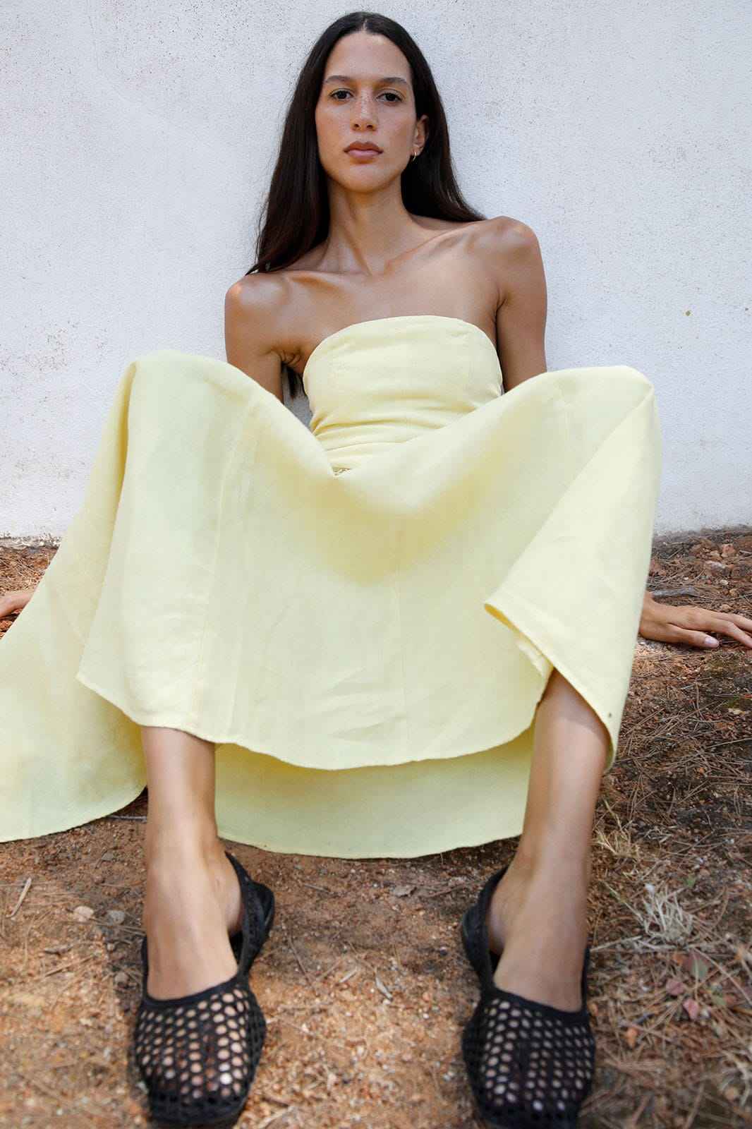 The Chiara Maxi Bandeau Dress in yellow