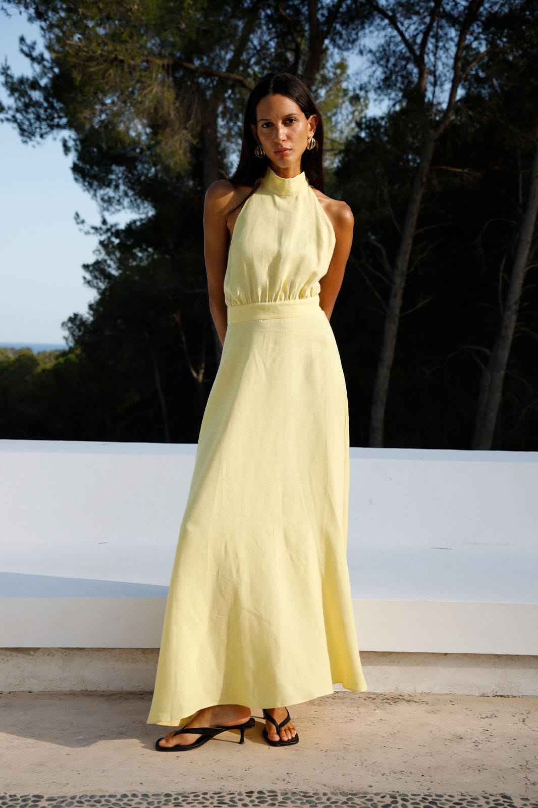 The Isi Halterneck Dress in yellow