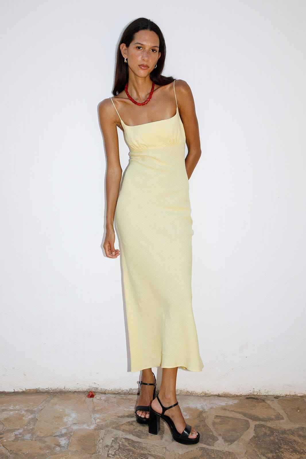 The Nicola Maxi Slip Dress in yellow