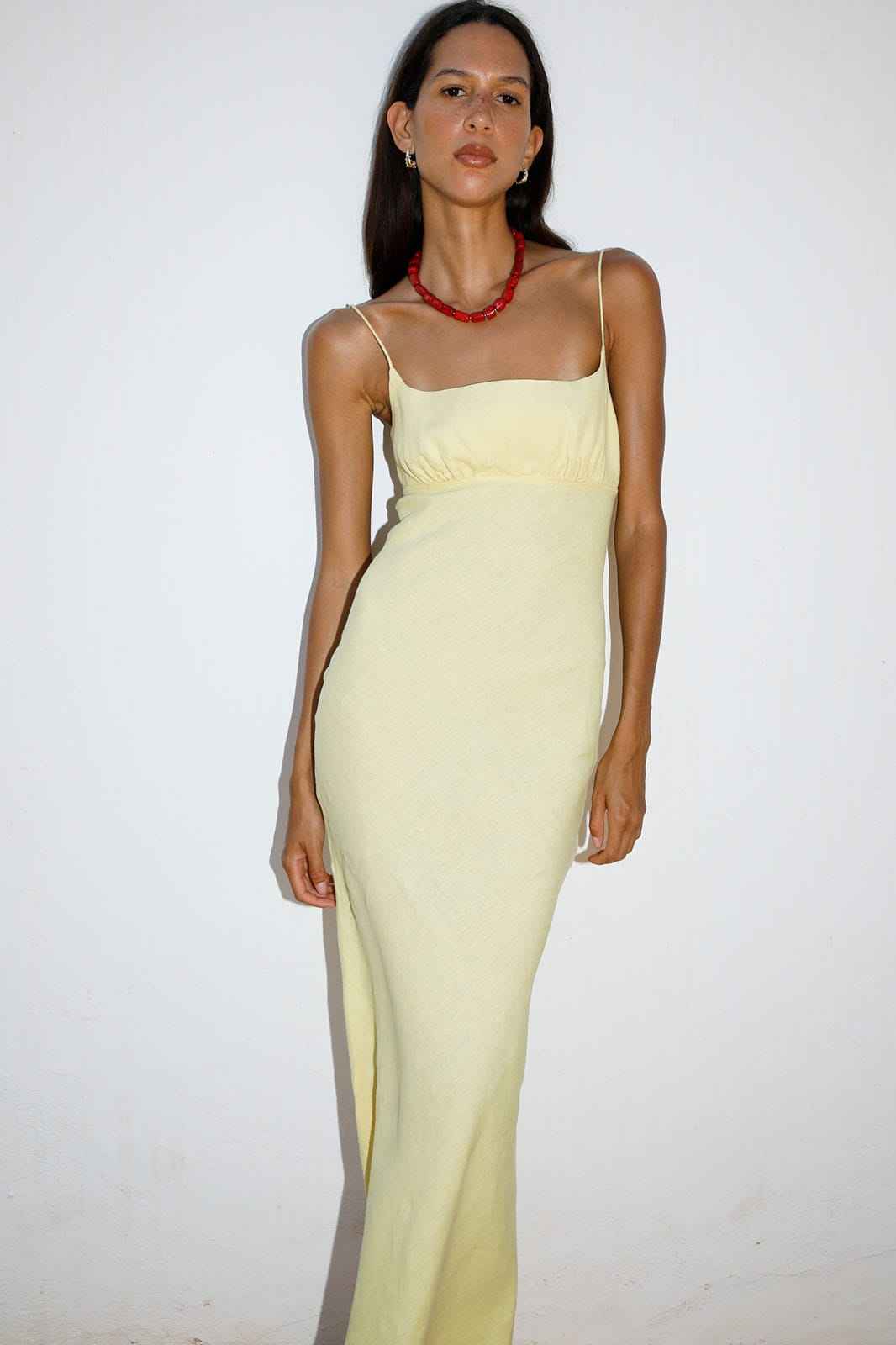 The Nicola Maxi Slip Dress in yellow