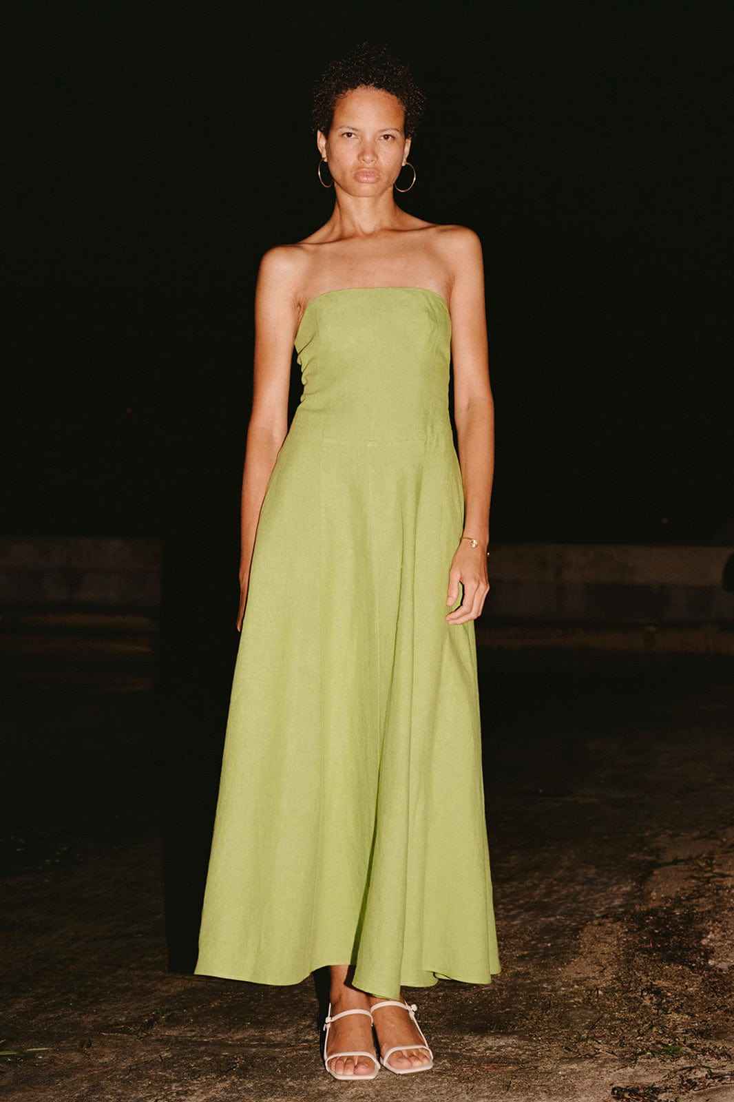 The Chiara Maxi Bandeau Dress in apple green