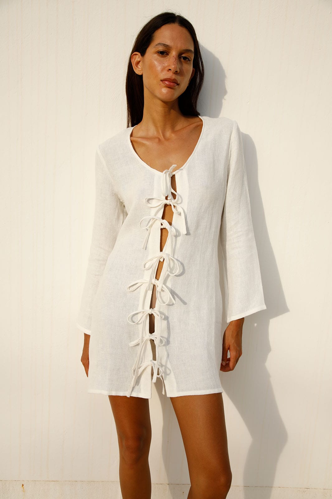 The Michi Mini Kaftan in off-white