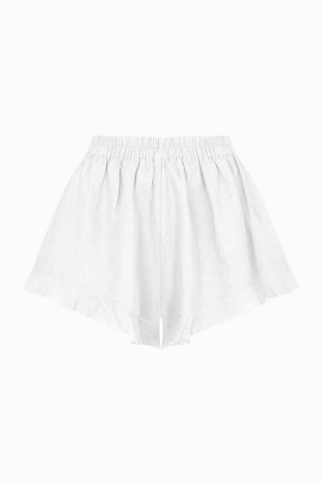 The Paula Ruffled Shorts in white