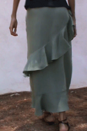The Carrie Ruffled Maxi Skirt in olive green