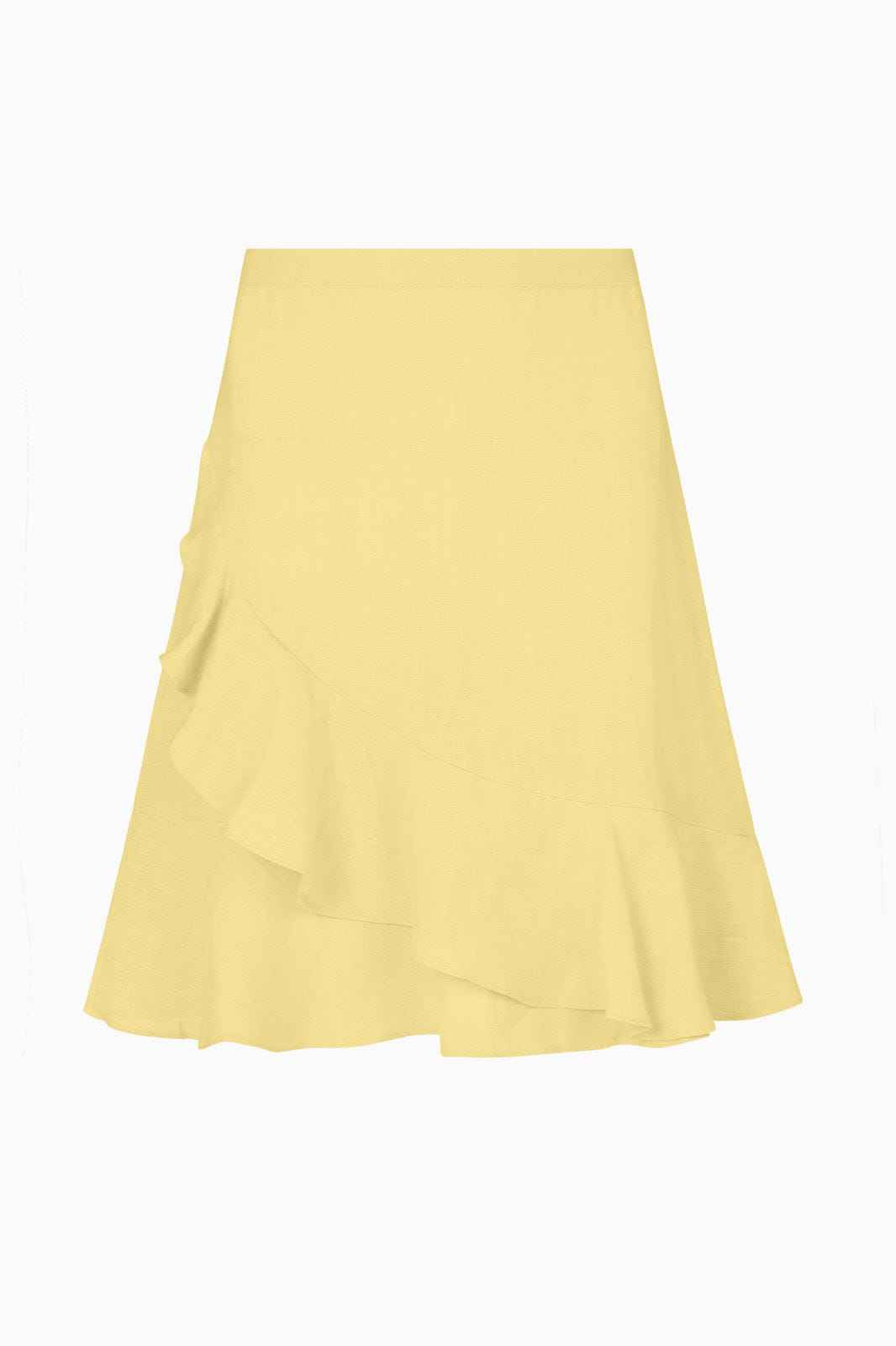 The Carrie Ruffled Mini Skirt in yellow