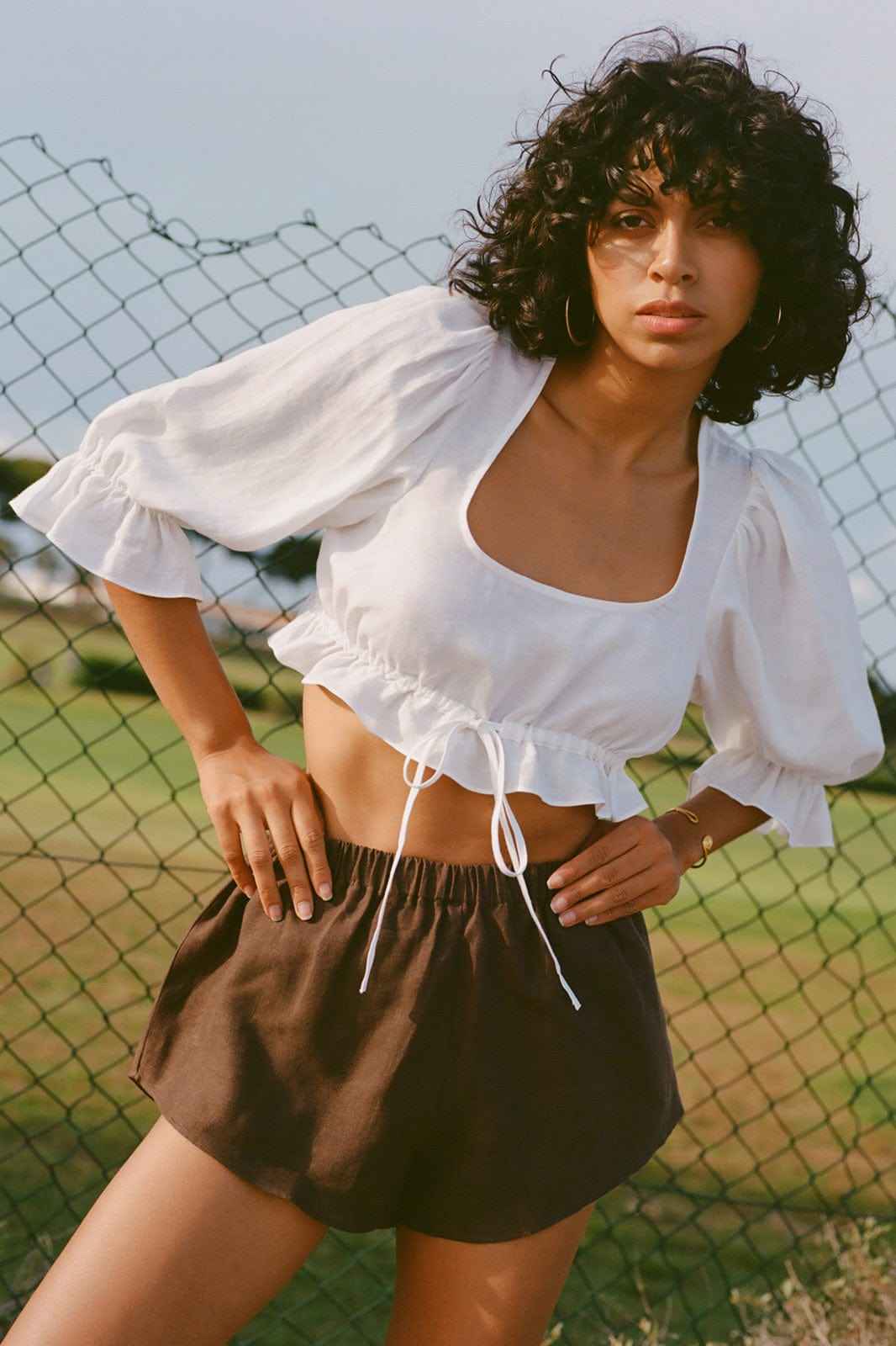 The Carla Puffed Sleeves Blouse in white
