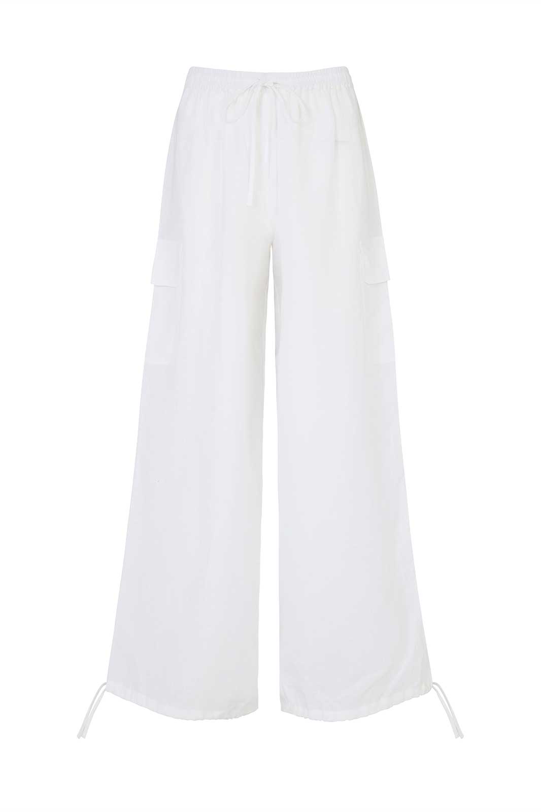 The Remi Cargo Drawstring Trousers in white