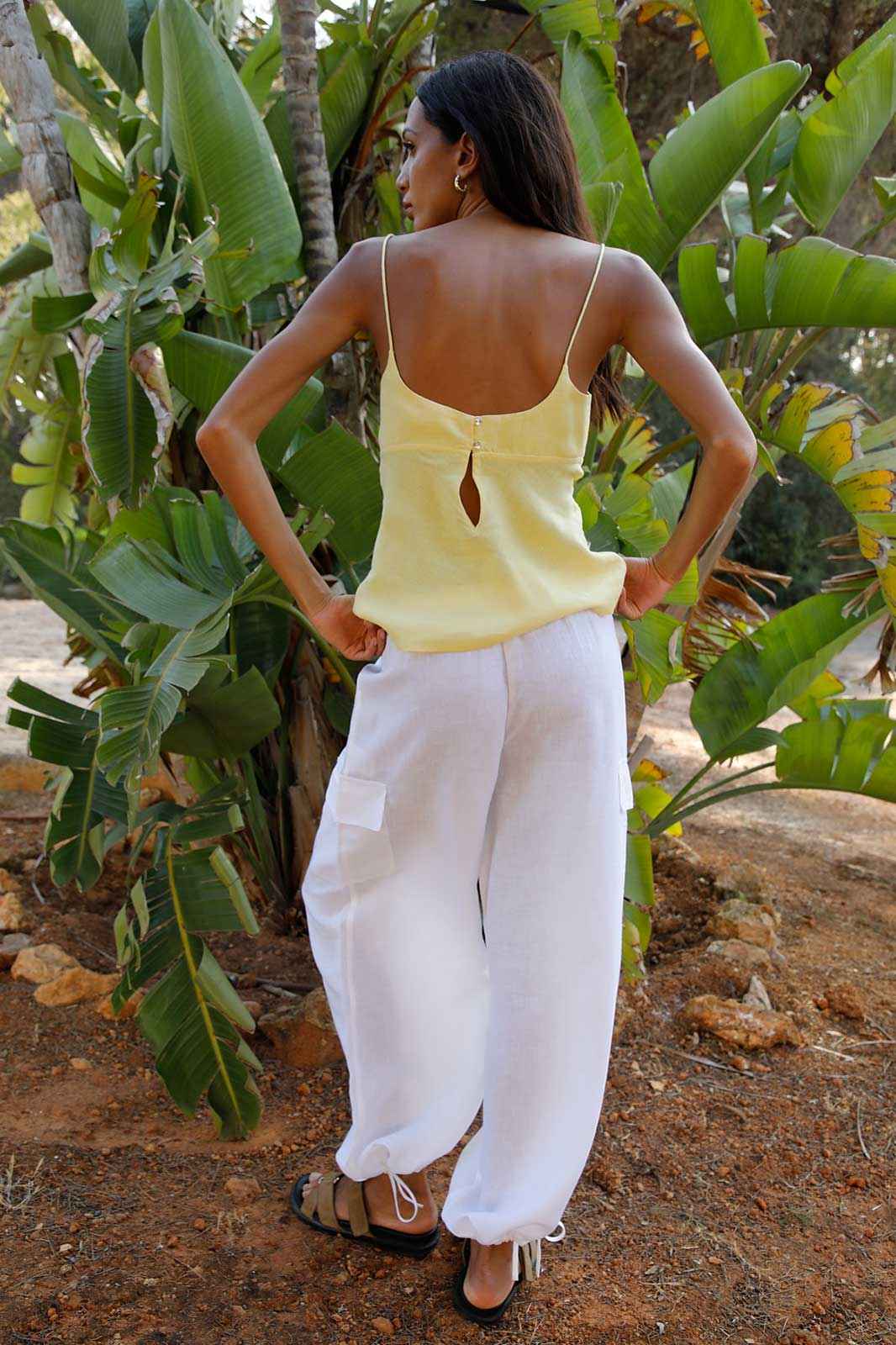 The Remi Cargo Drawstring Trousers in white