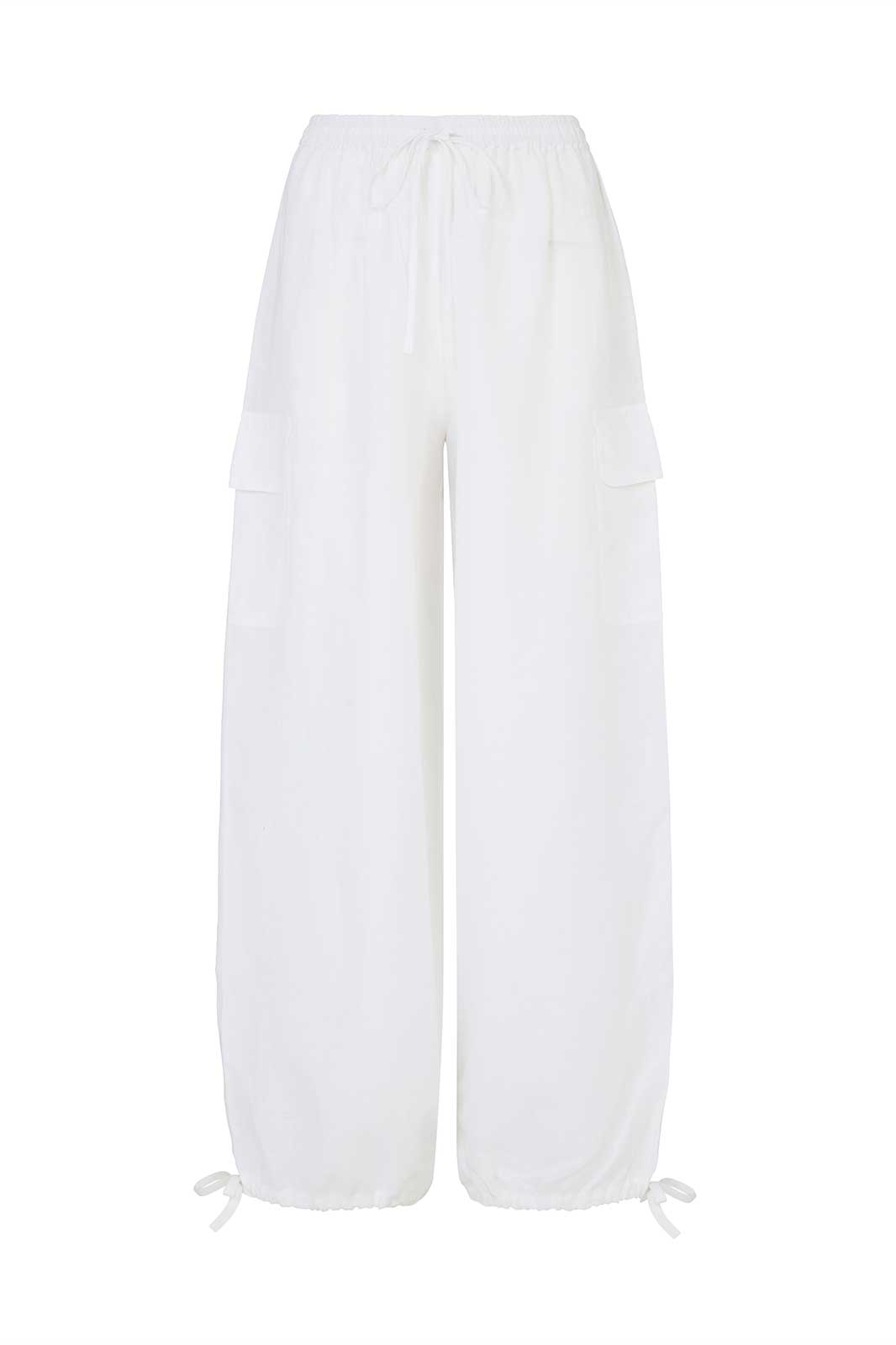 The Remi Cargo Drawstring Trousers in white
