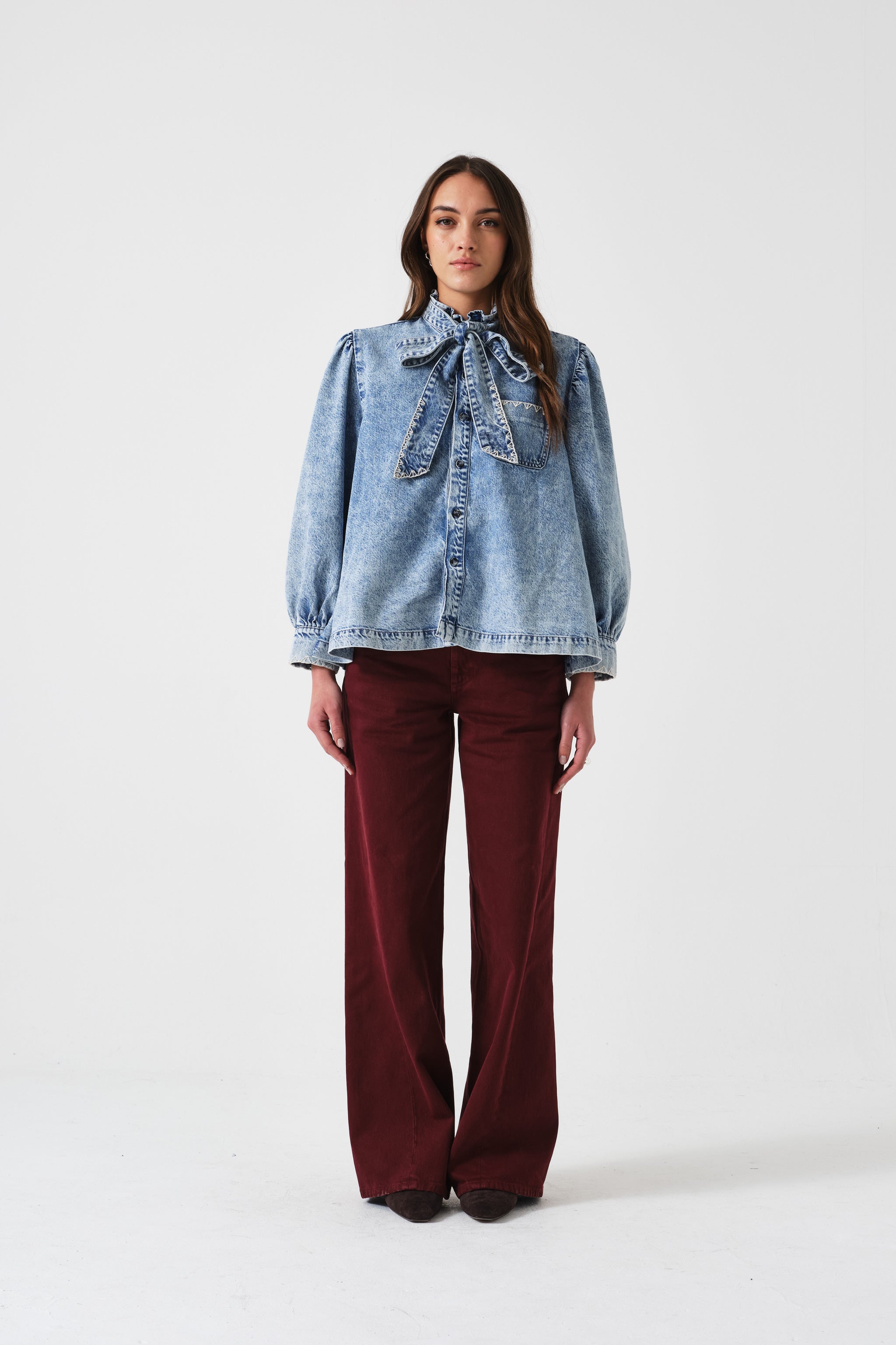 Gracie Twisted Low Rise Jean in Mulberry - seventy + mochi