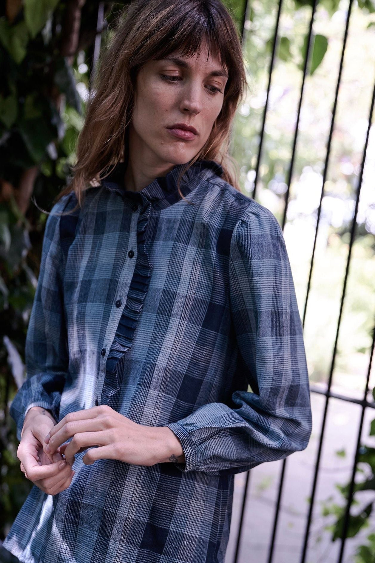 lina blouse | indigo check