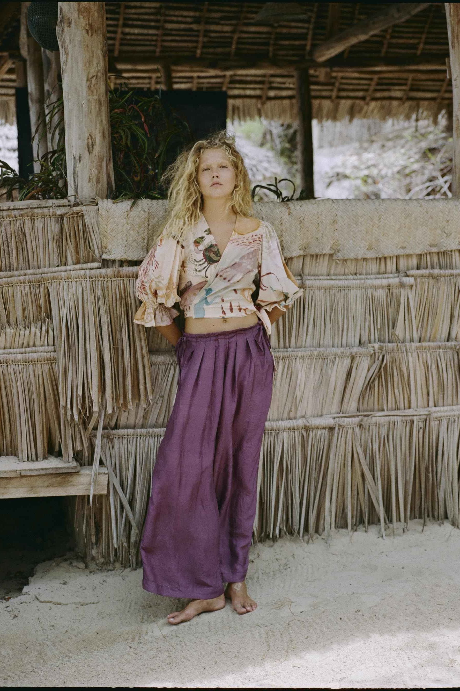 Bag pants - Aubergine silk
