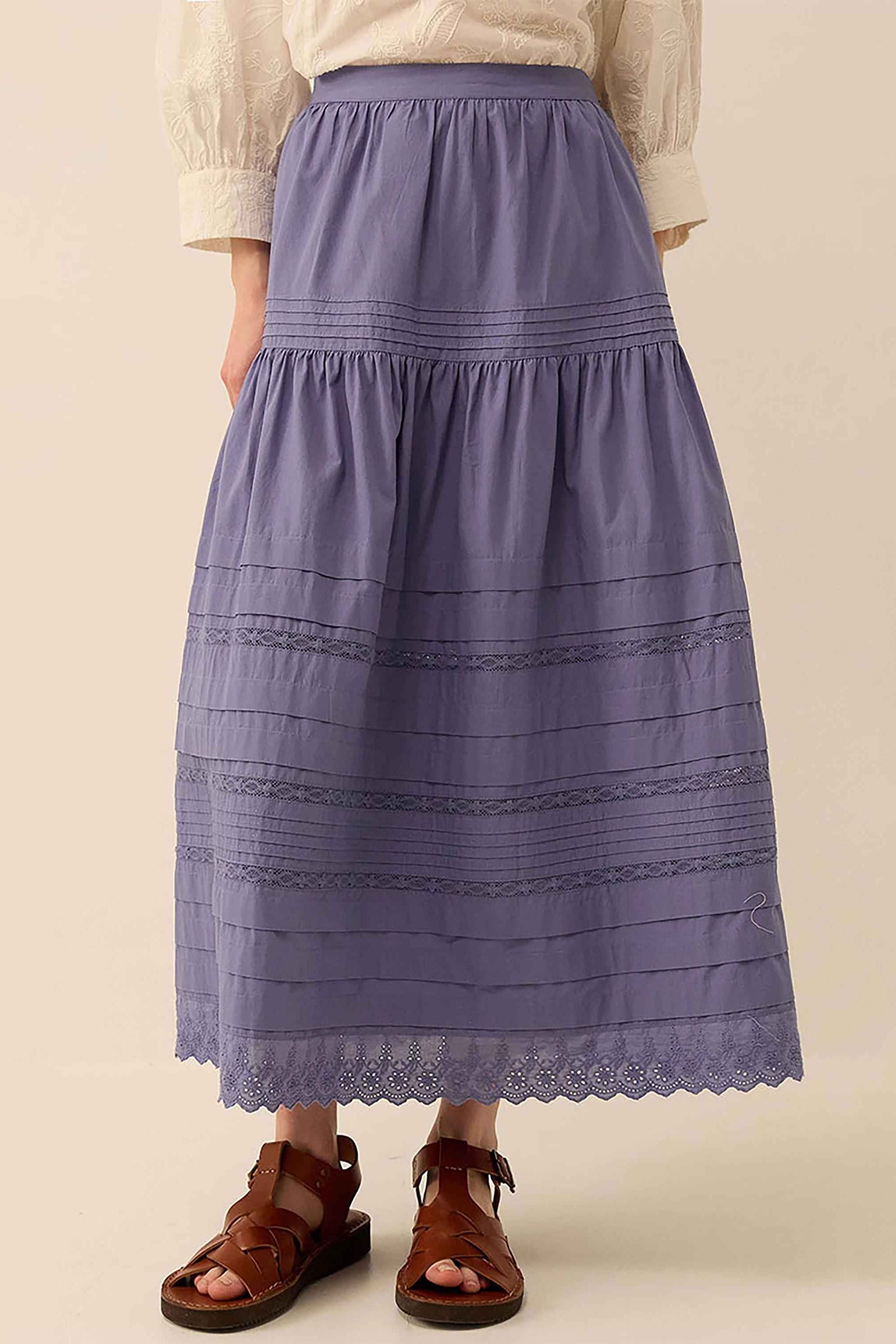 Betsy Cotton Poplin Midi Skirt Blue